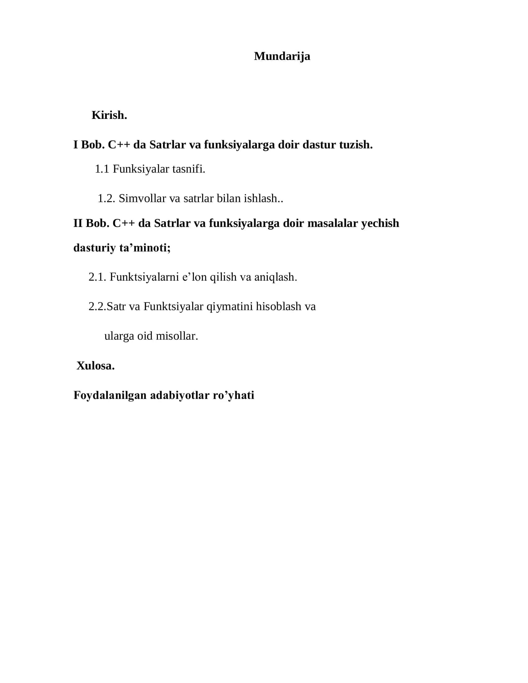 C++ tilida Satrlar va funksiyalarga doir masalalar yechish 2