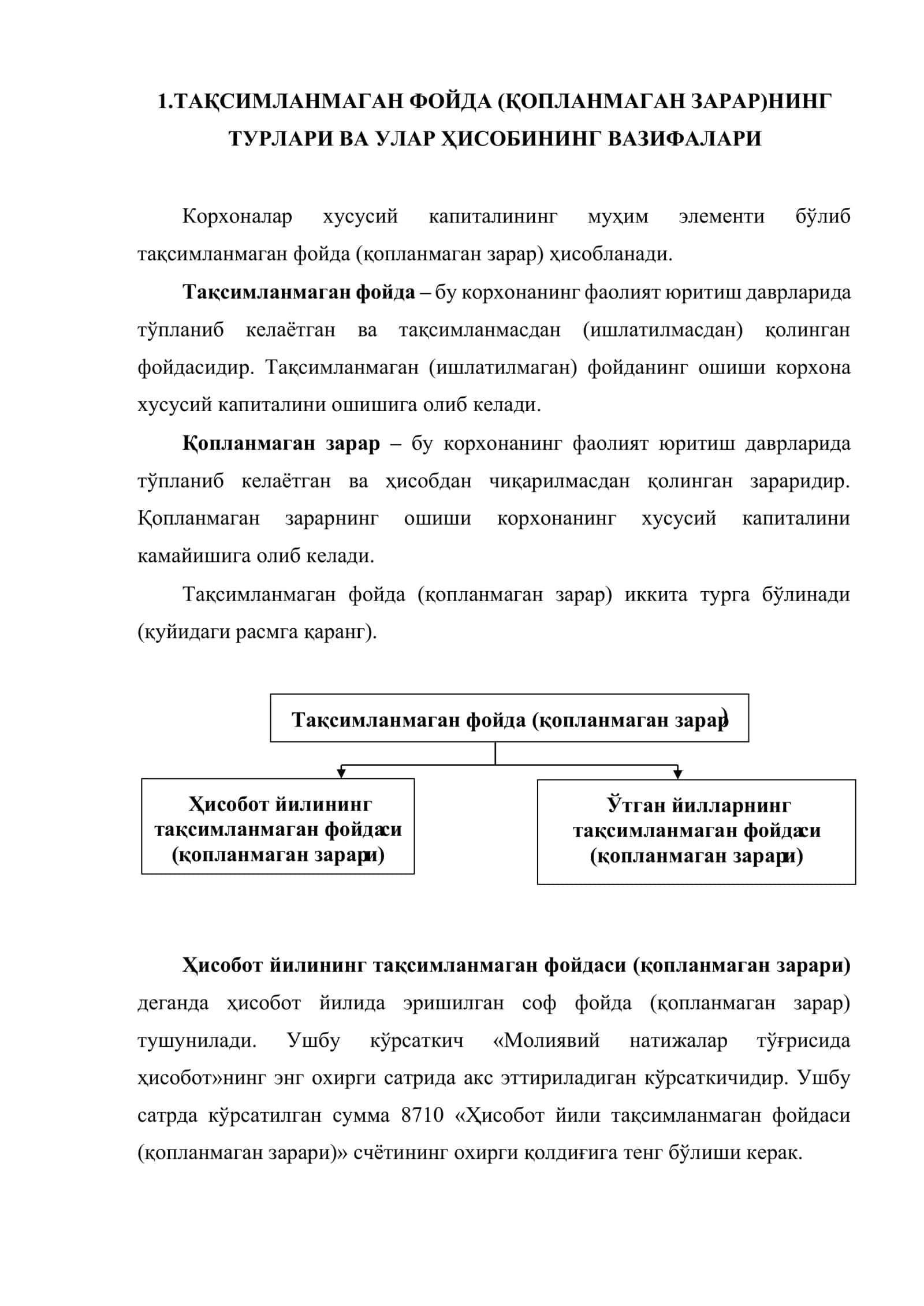 Тақсимланмаган фойда (қопланмаган зарар) ҳисоби 2