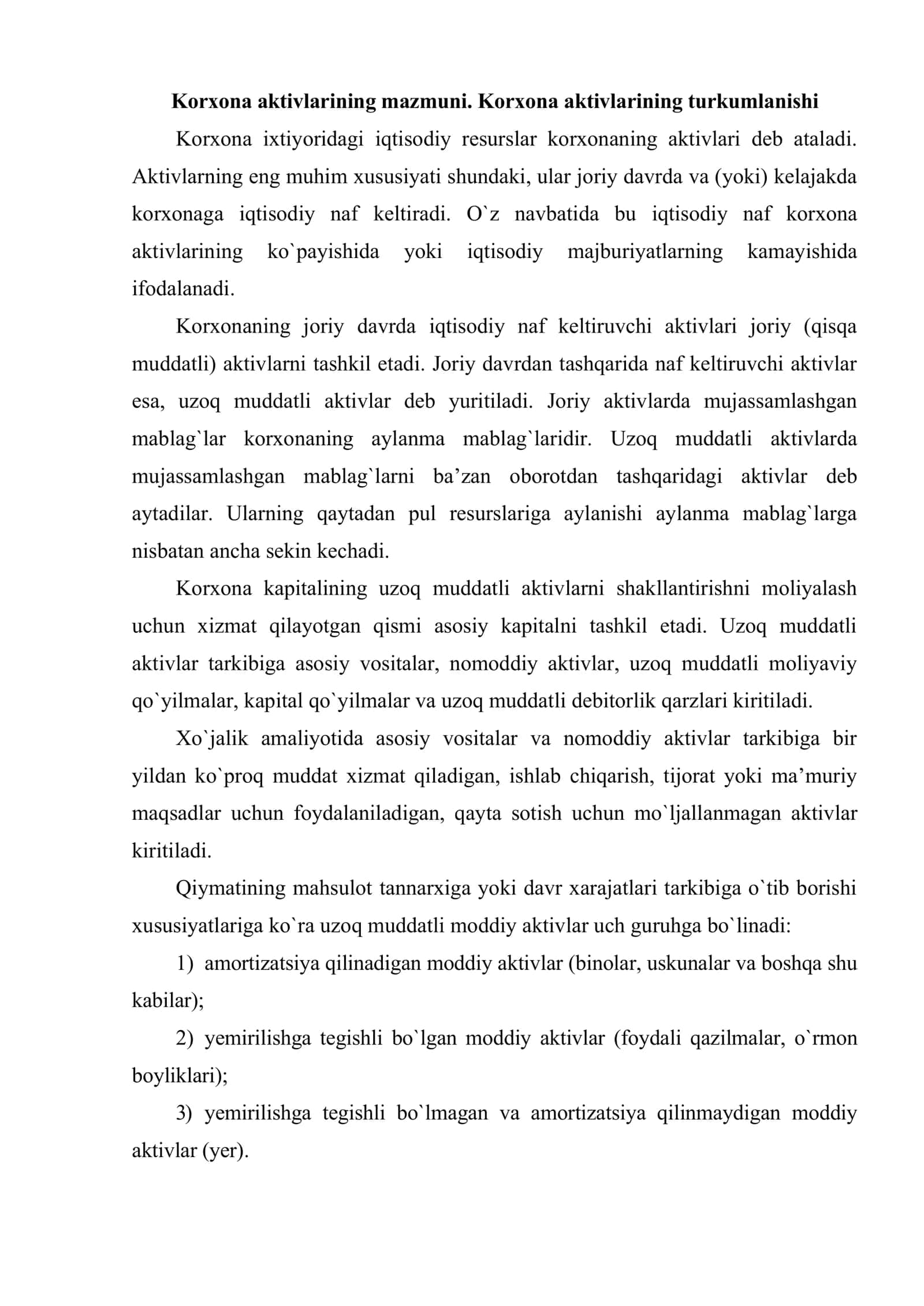 Korxona aktivlarini boshqarish 2