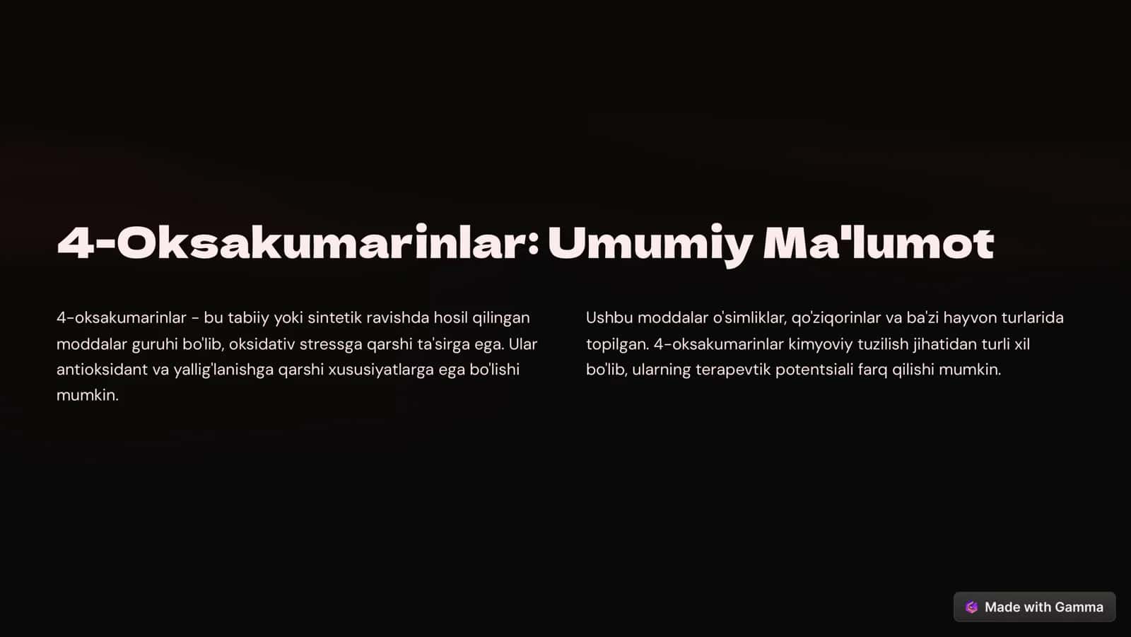 4-Oksakumarinlar: Umumiy Ma'lumot 2