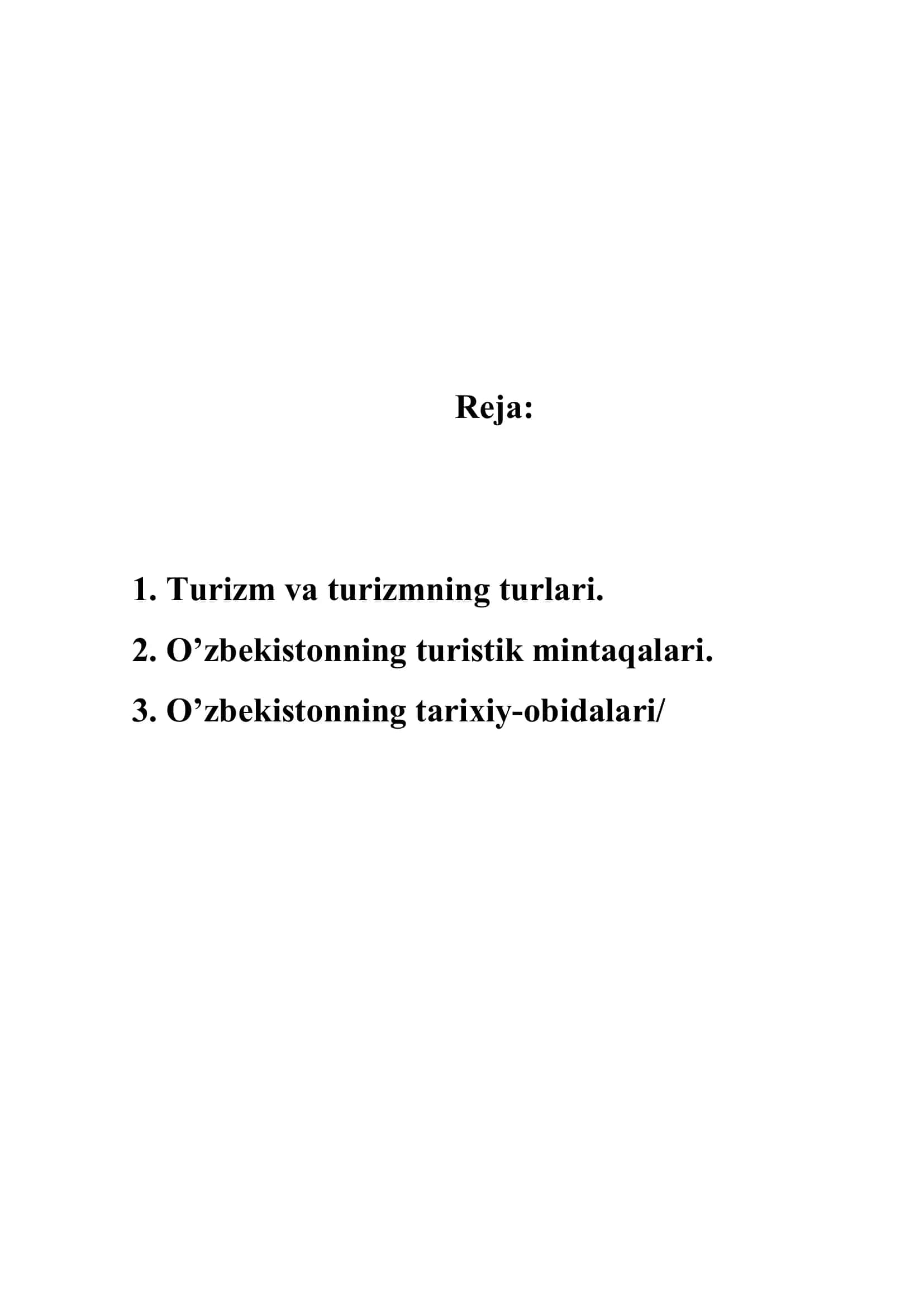 O'ZBEKISTONDA TURIZMNI RIVOJLANTIRISH IMKONIYATLARI 2