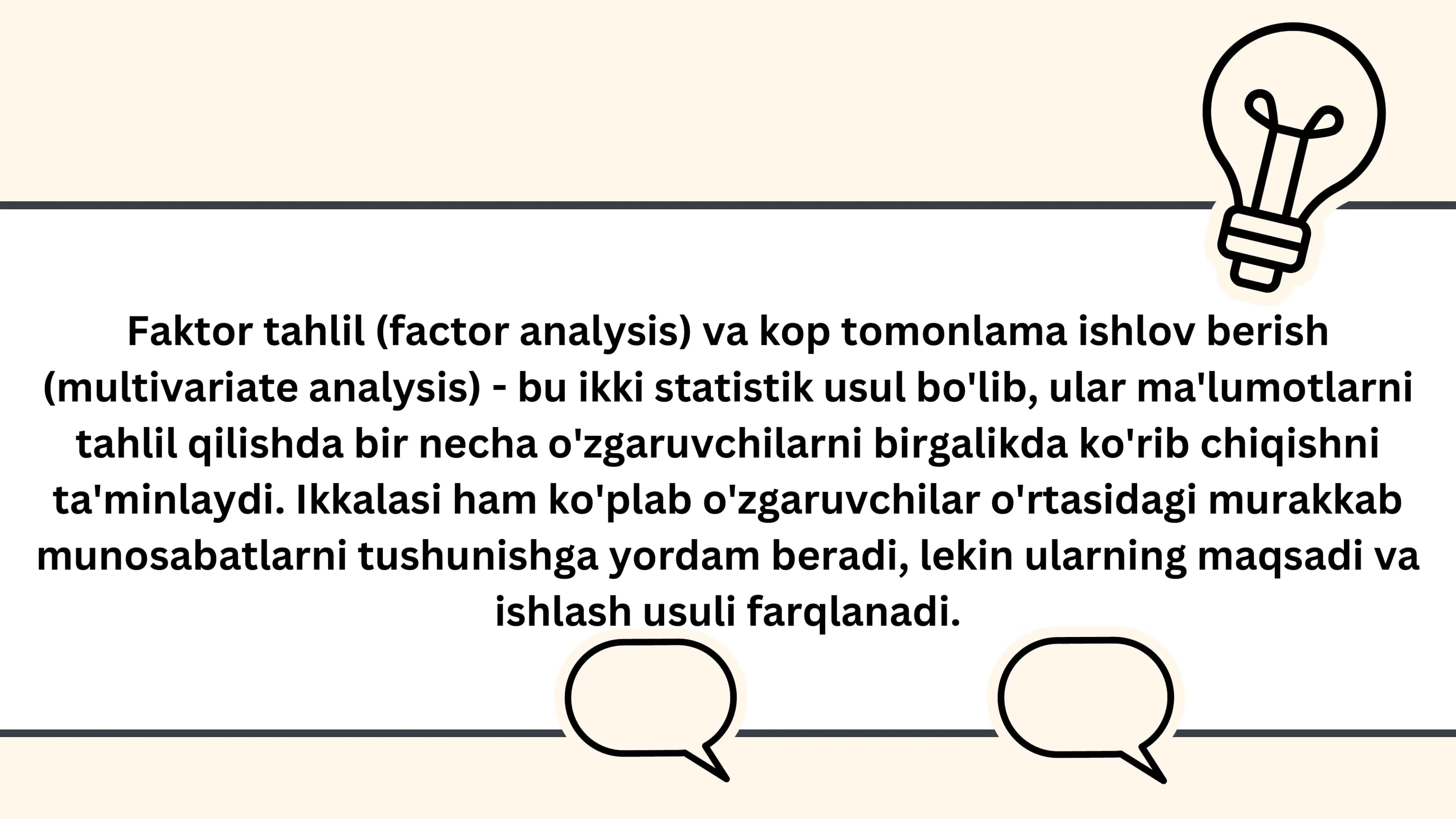 FAKTOR TAHLIL, KO’P TOMONLAMA ISHLOV BERISH 2