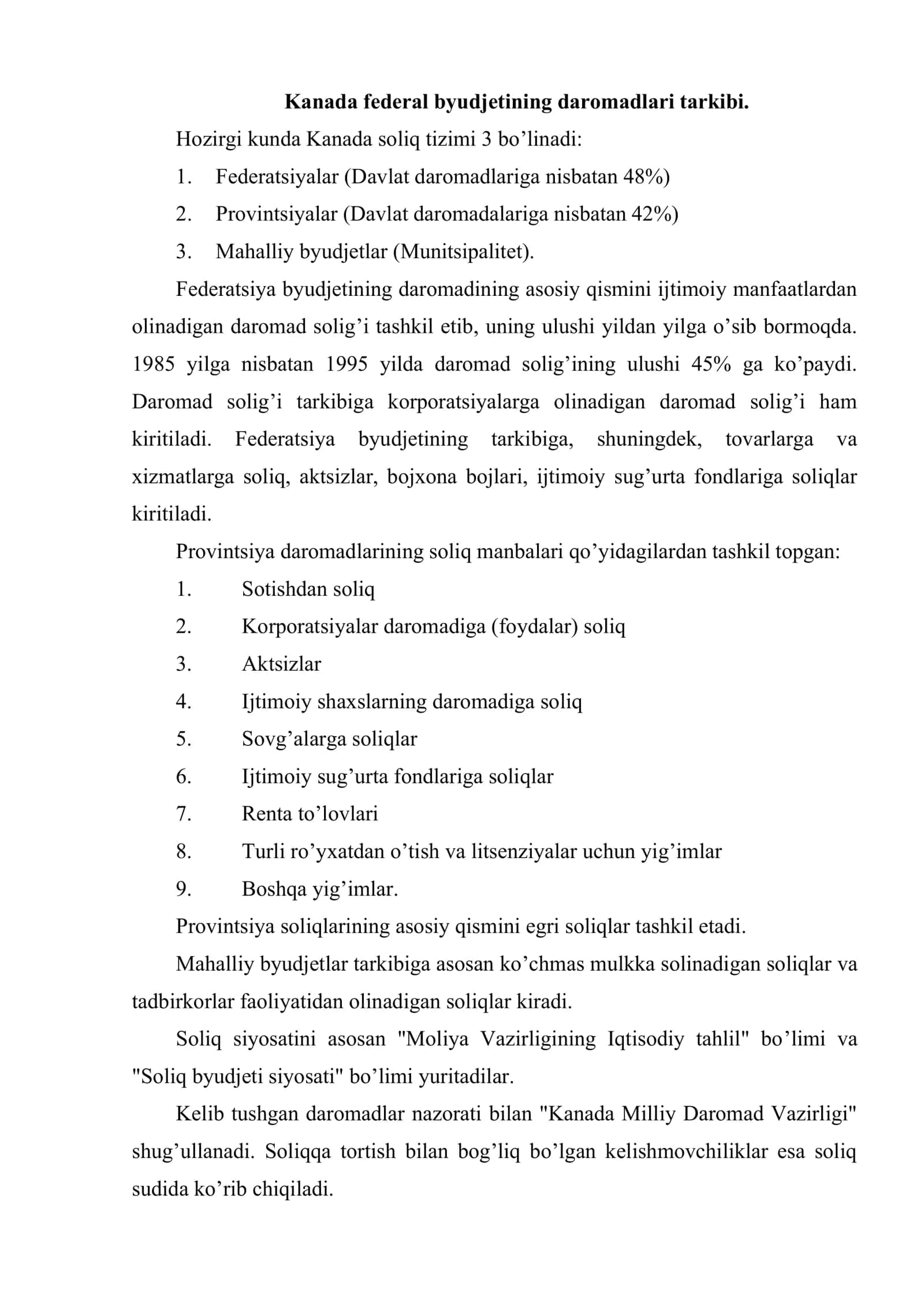 Kanada mamlakati soliq tizimini tuzilishi 2