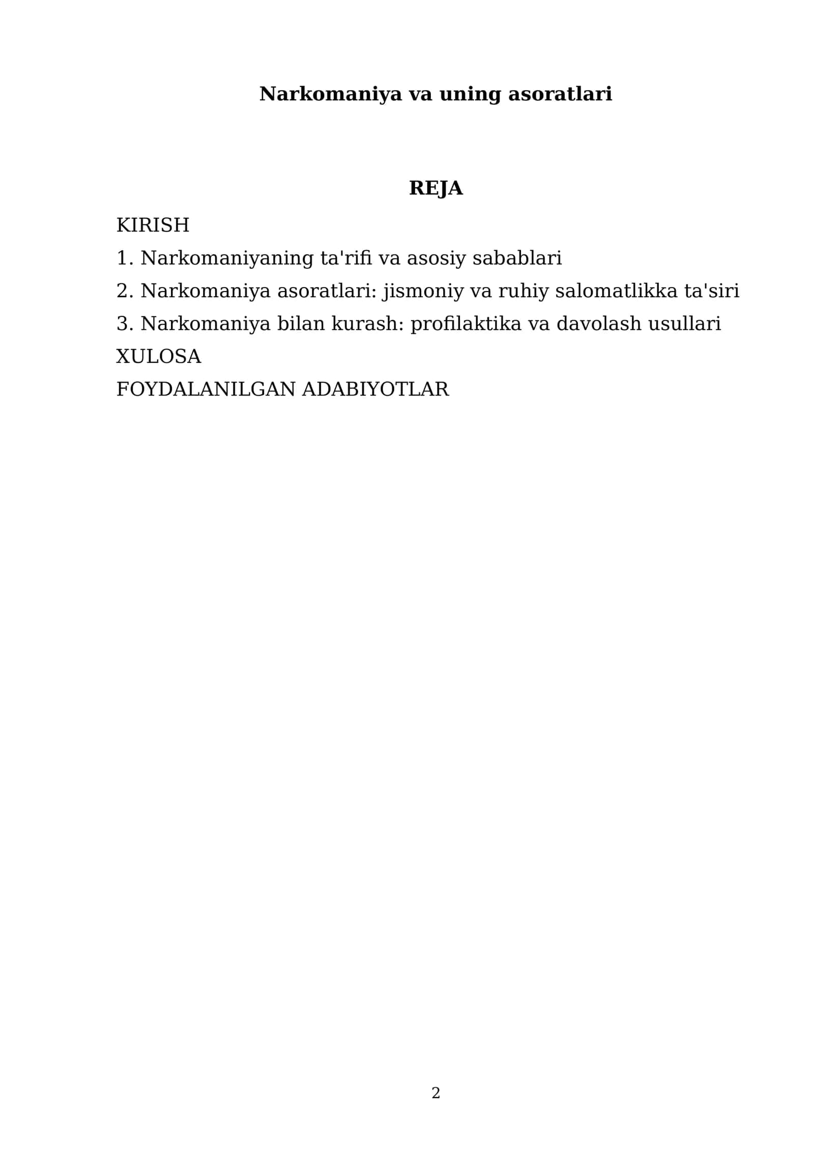 Narkomaniya va uning asoratlari 2