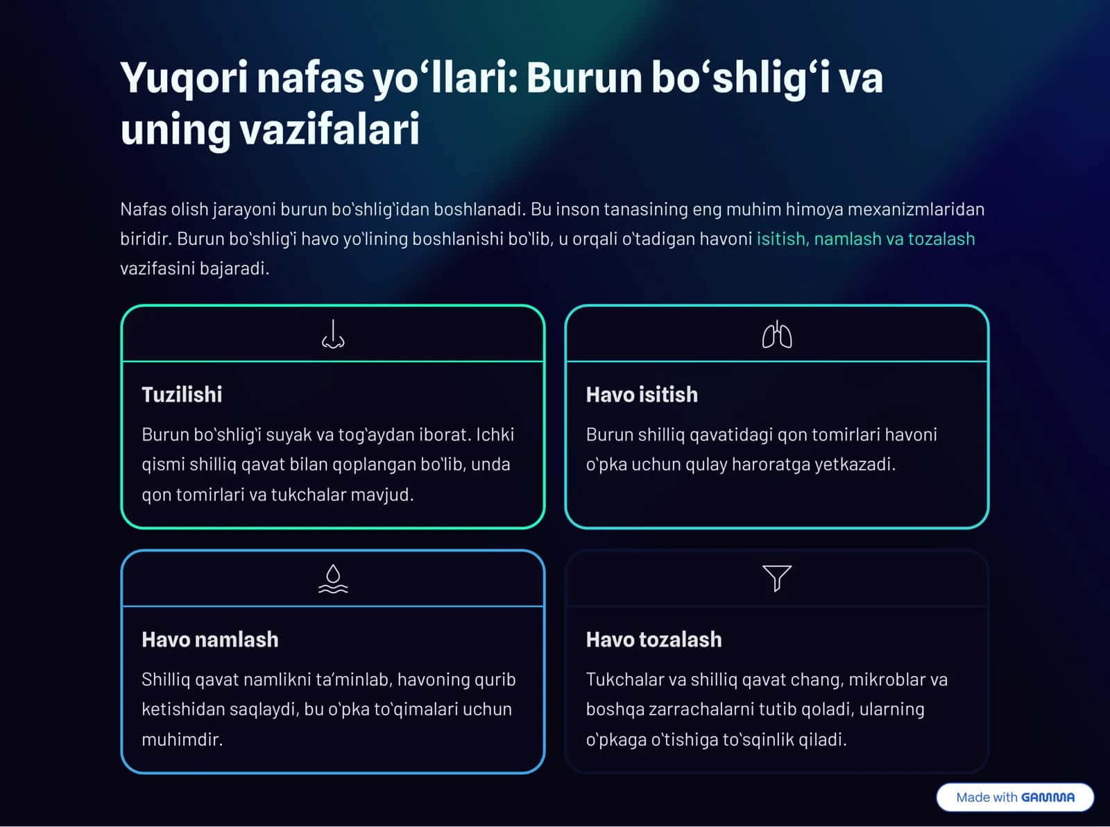 Nafas olish tizimi va uning funksiyalari 2