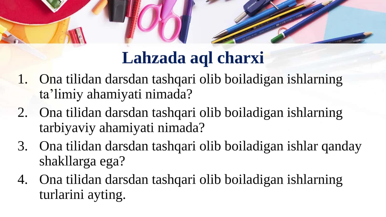 Darsdan tashqari ishlarni tashkil qilish metodikasi 2