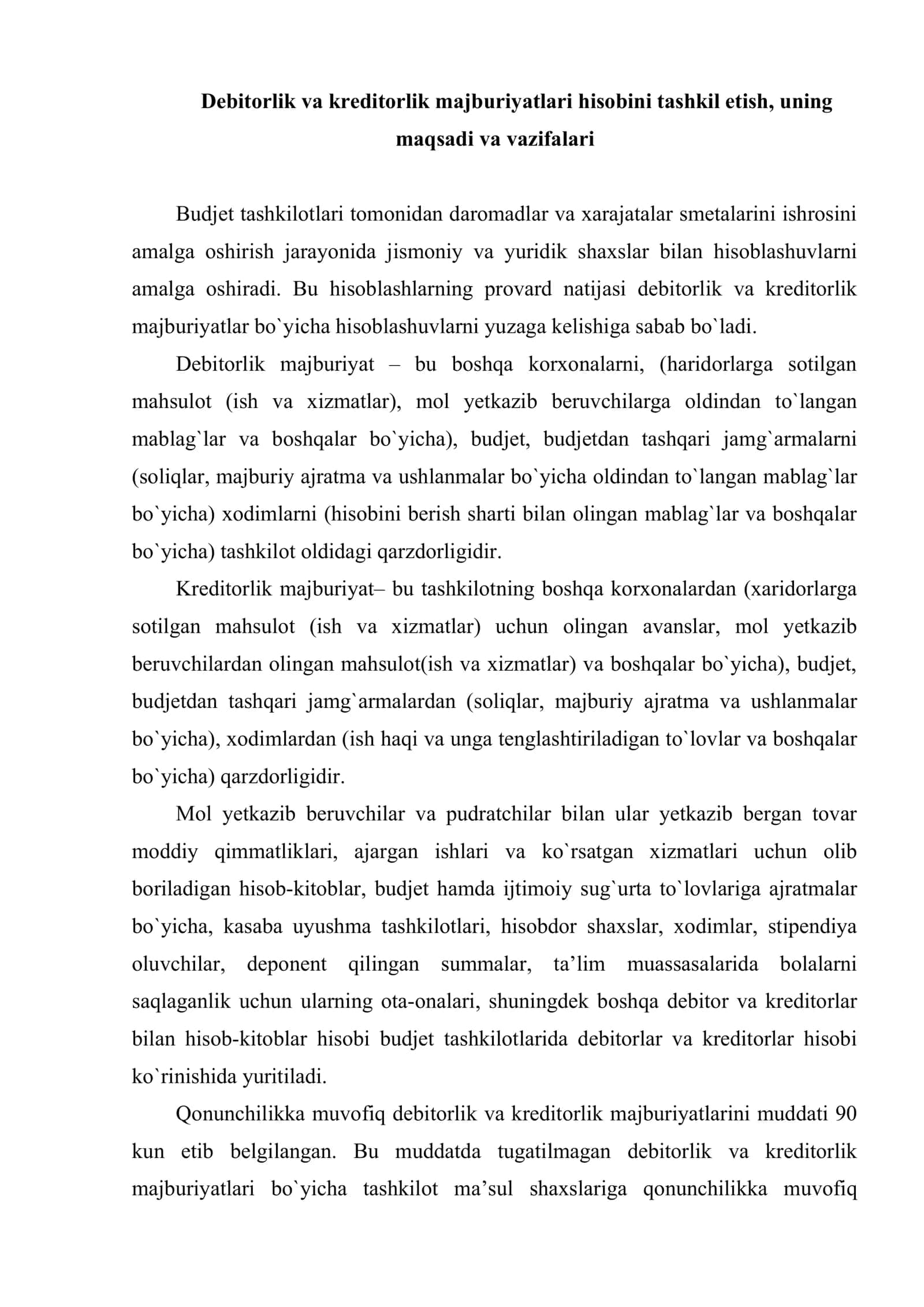 Turli debitor va kreditorlar bilan hisoblashuvlar hisobi 2