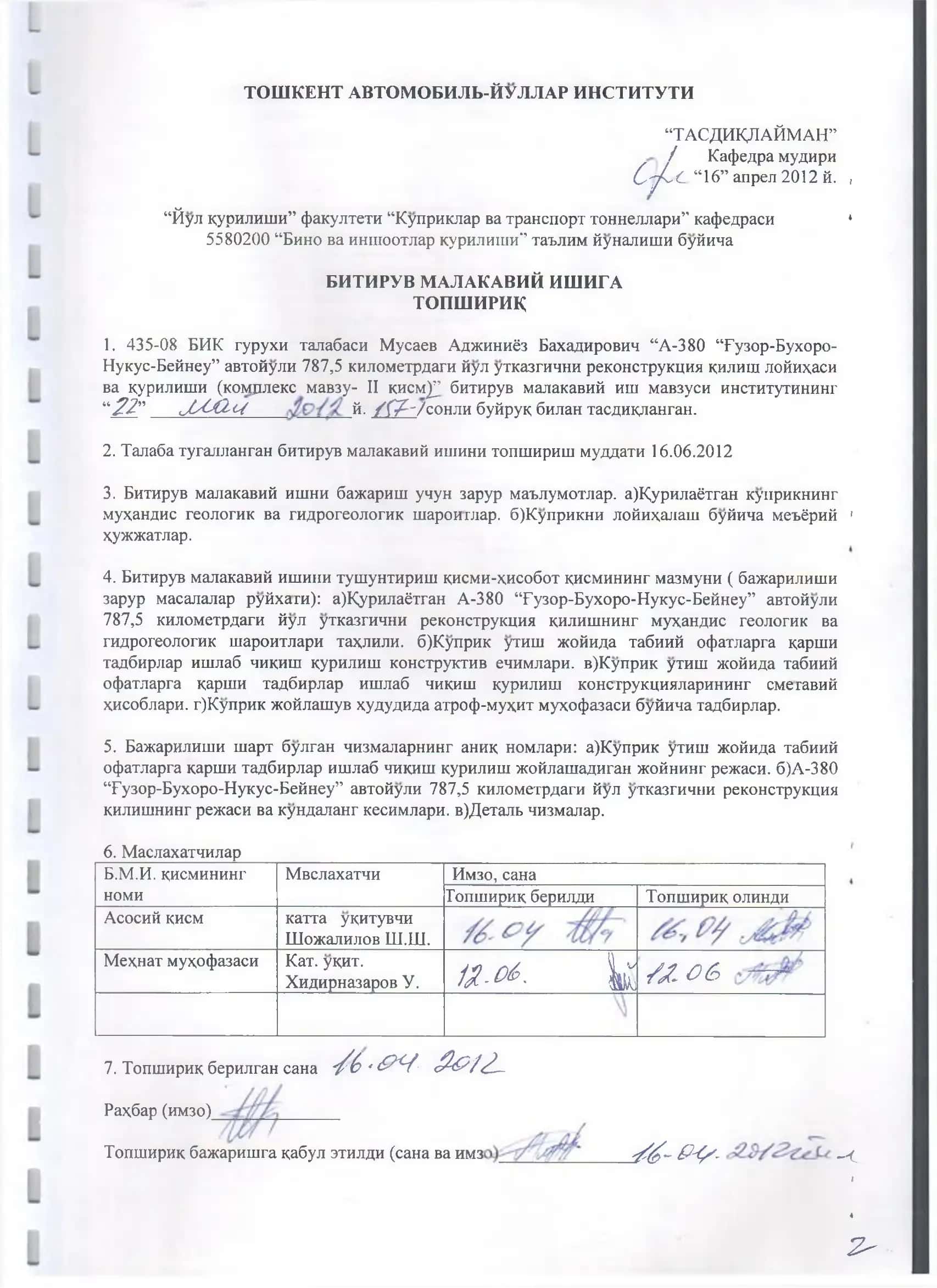 БИТИРУВ-МАЛАКАВИЙ ИШ 2