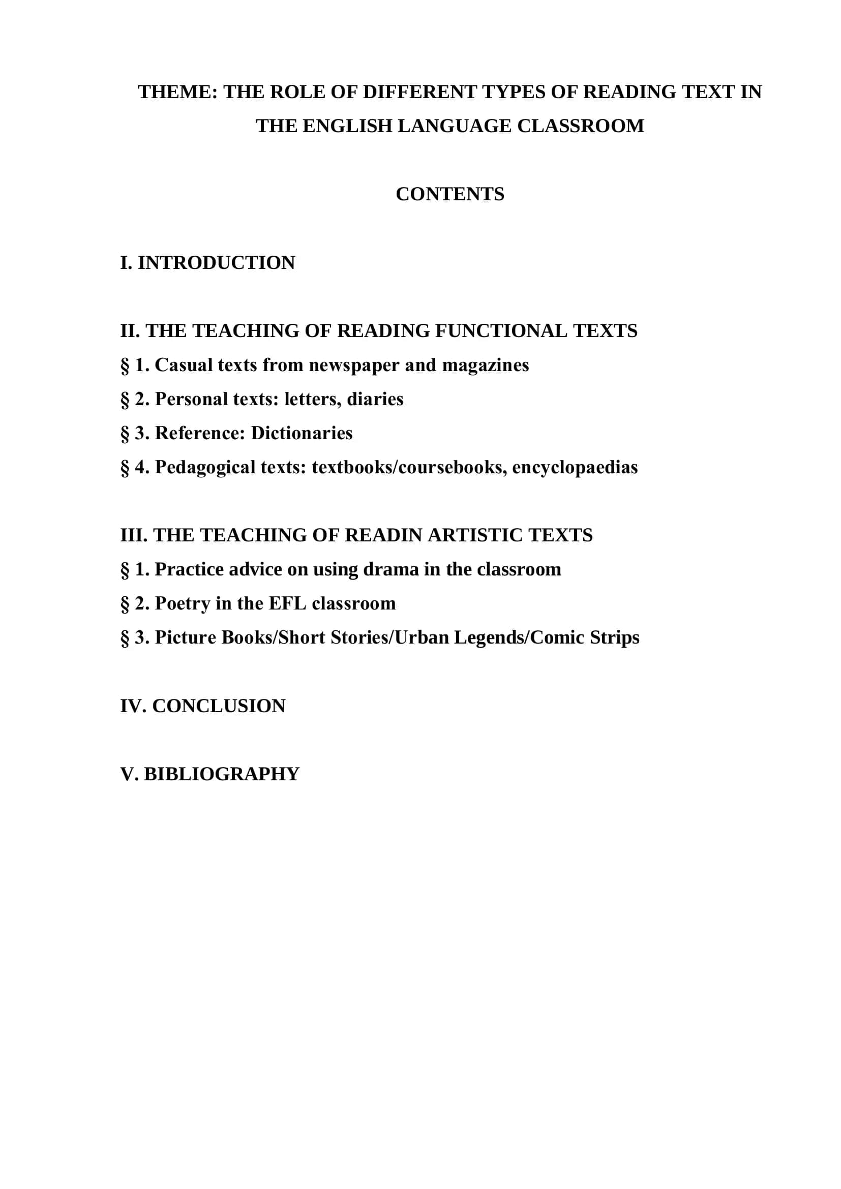 THE ROLE OF DIFFERENT TYPES OF READING TEXT IN THE ENGLISH LANGUAGE CLASSROOM 2