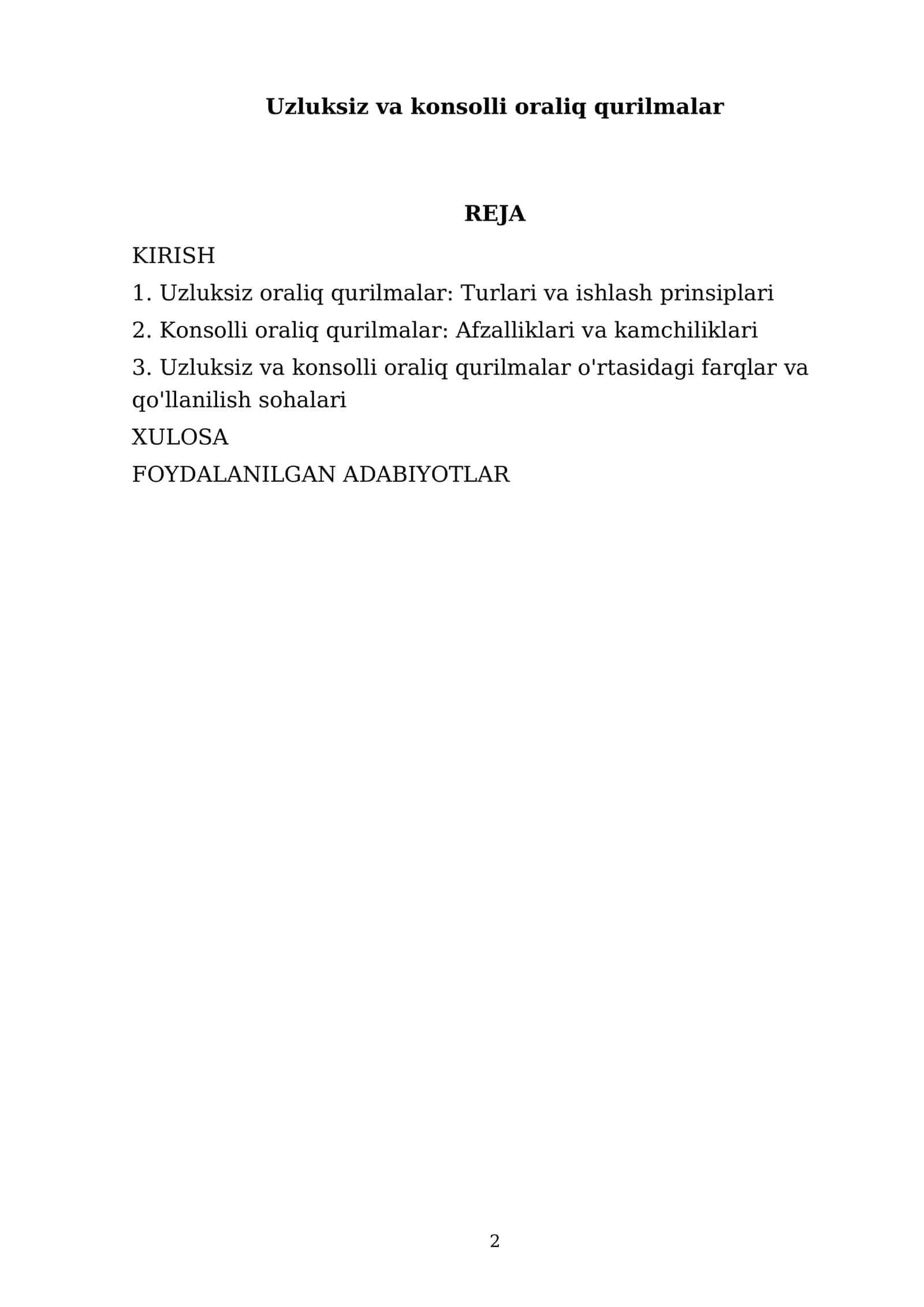 Uzluksiz va konsolli oraliq qurilmalar 2