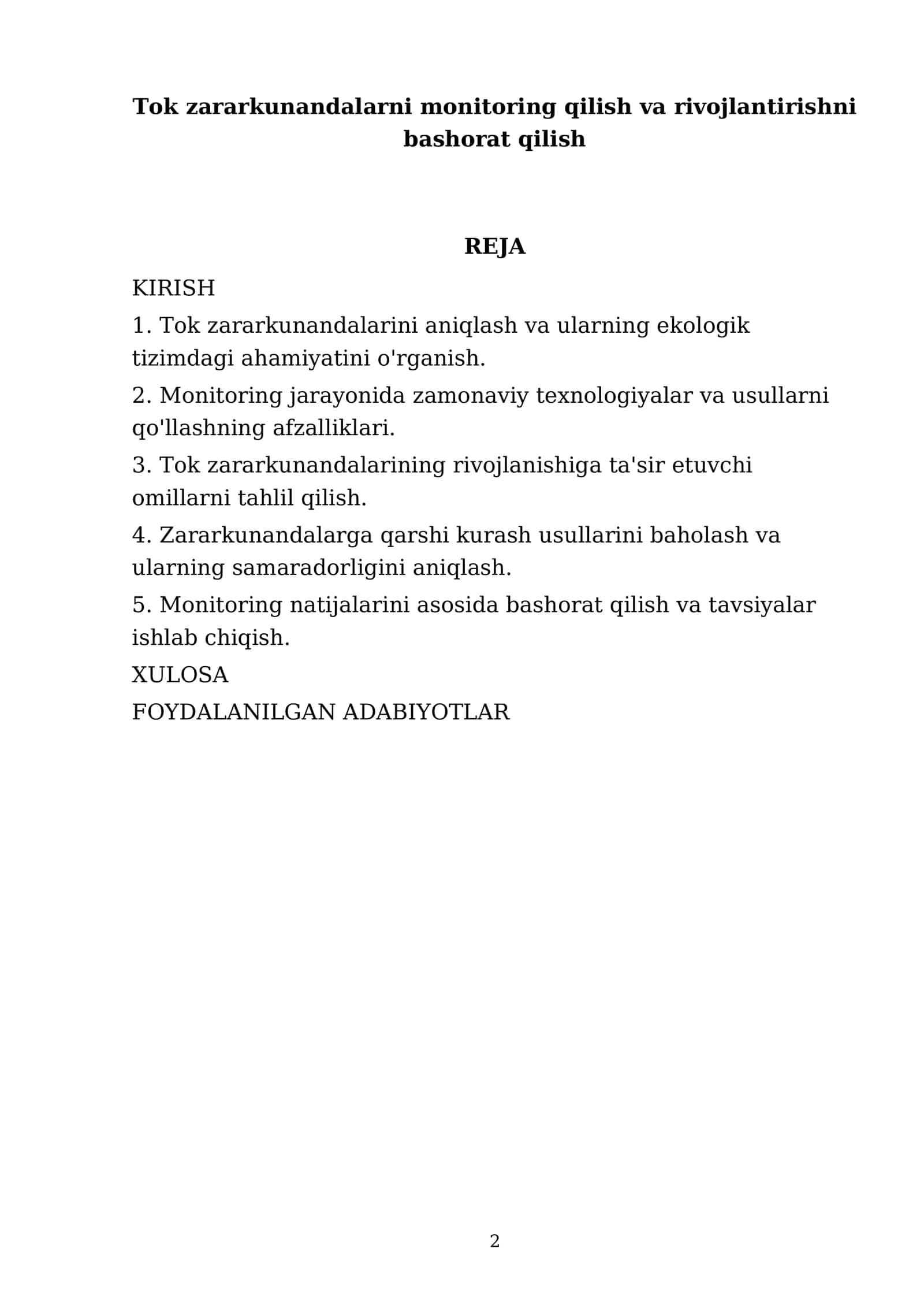 Tok zararkunandalarni monitoring qilish va rivojlantirishni bashorat qilish (Mustaqil ishi) 2