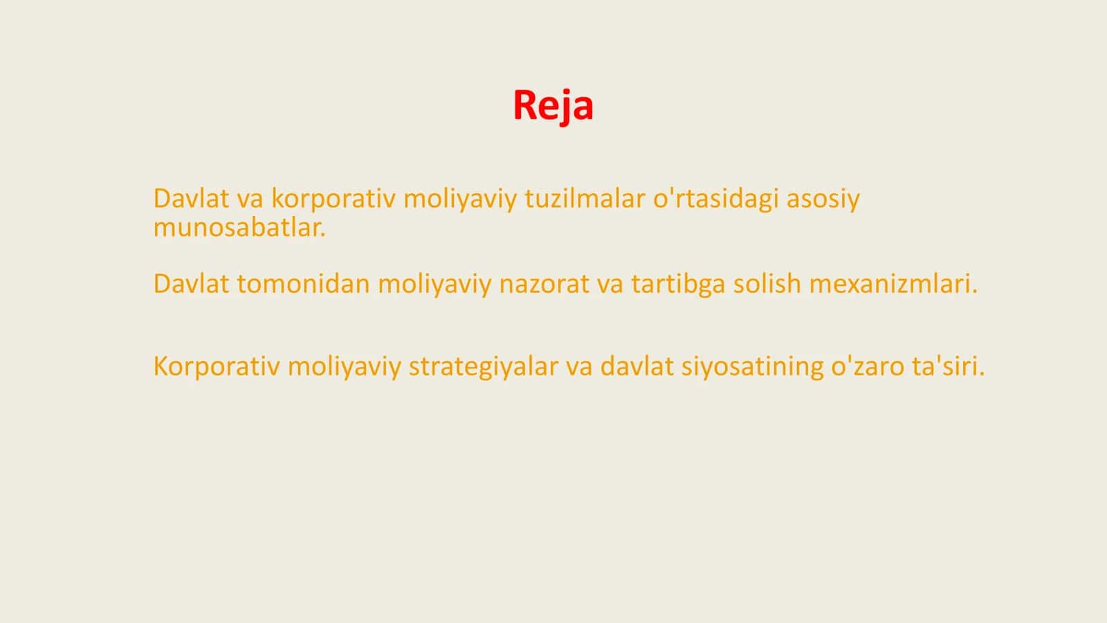 Davlat va korporativ moliyaviy tuzilmalar o'rtasidagi munosabatlar 2