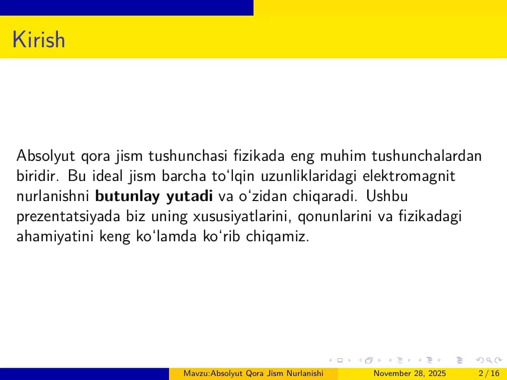 Absolyut Qora Jism Nurlanishi: Fizika va Ilmiy Tahlil 2