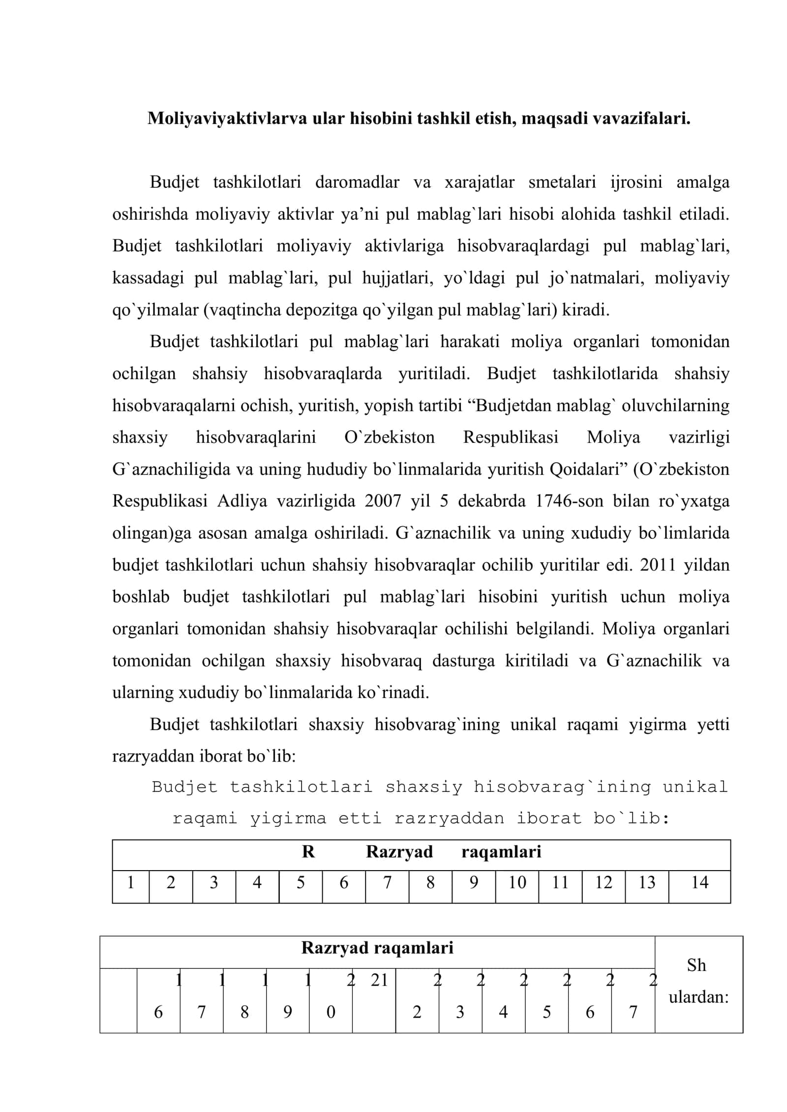 Budjet tashkilotlarida moliyaviy aktivlar hisobi 2