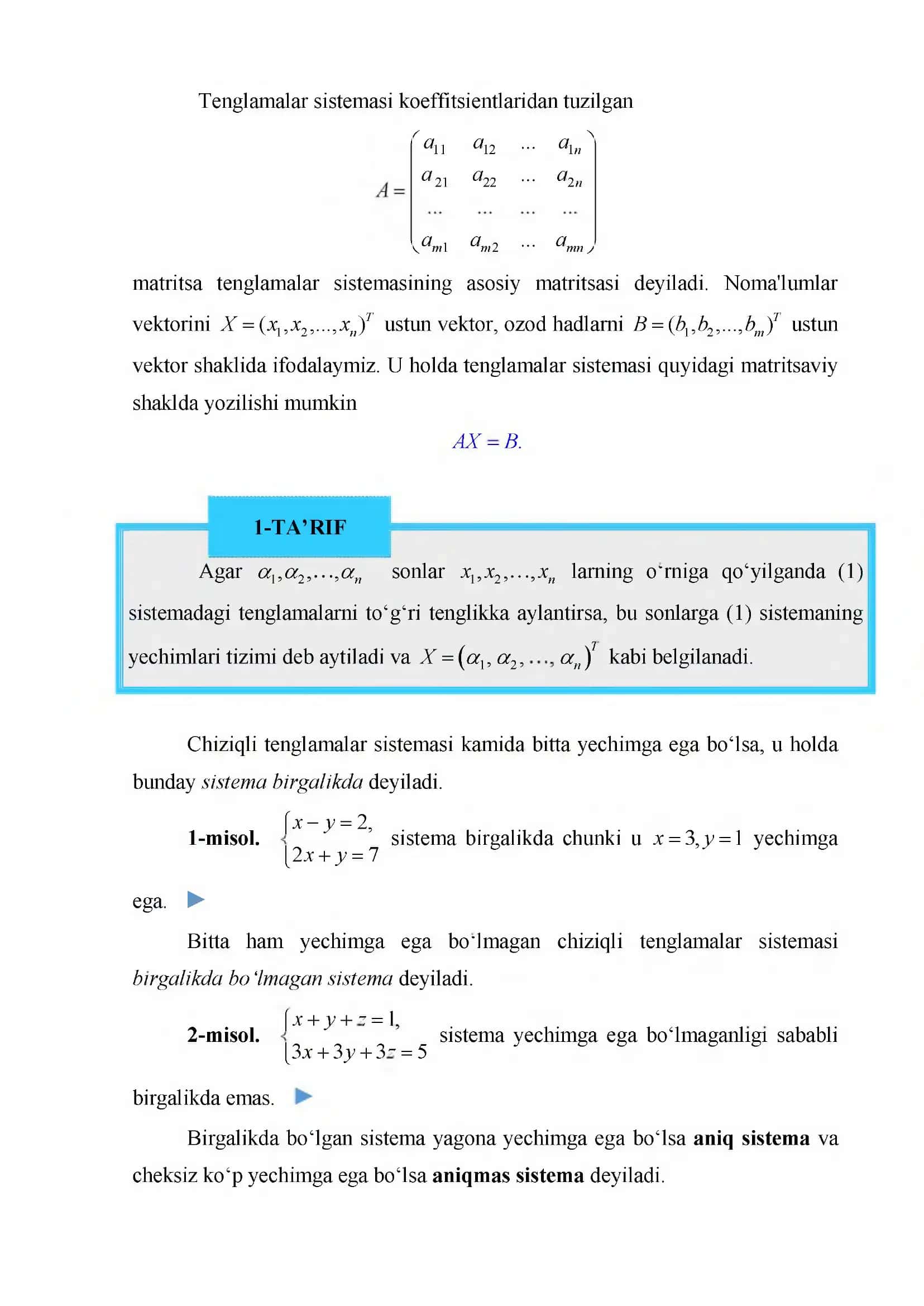 Chiziqli Algebraik Tenglamalar Sistemasi 2