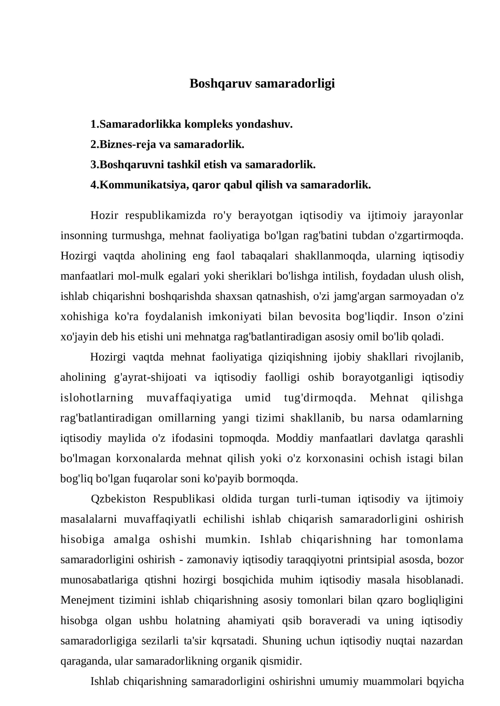 Boshqaruv samaradorligi 2