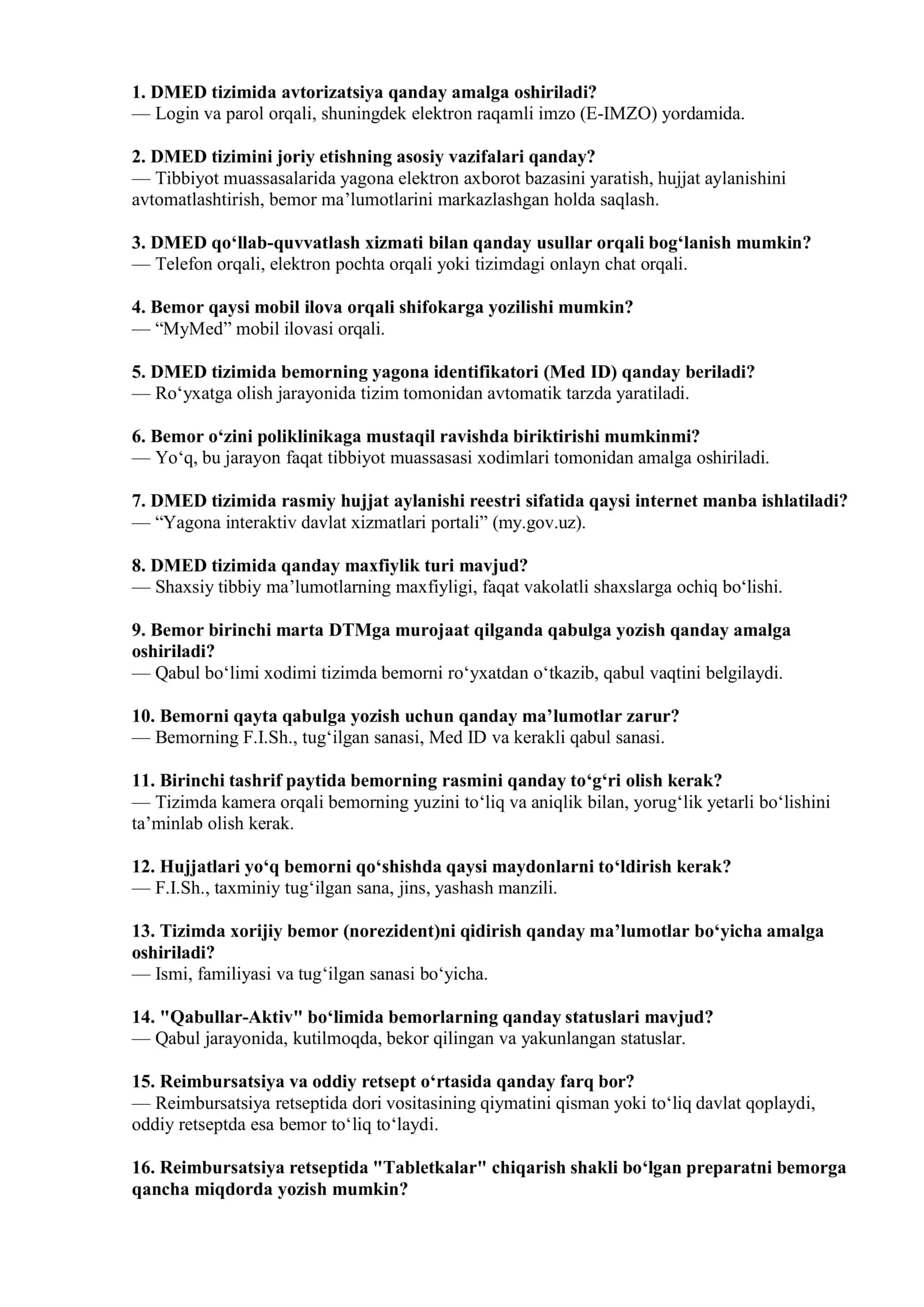 🥇 ARGOS | DMED Tibbiyot Testlari 100 ta saralangan savol bilan 2