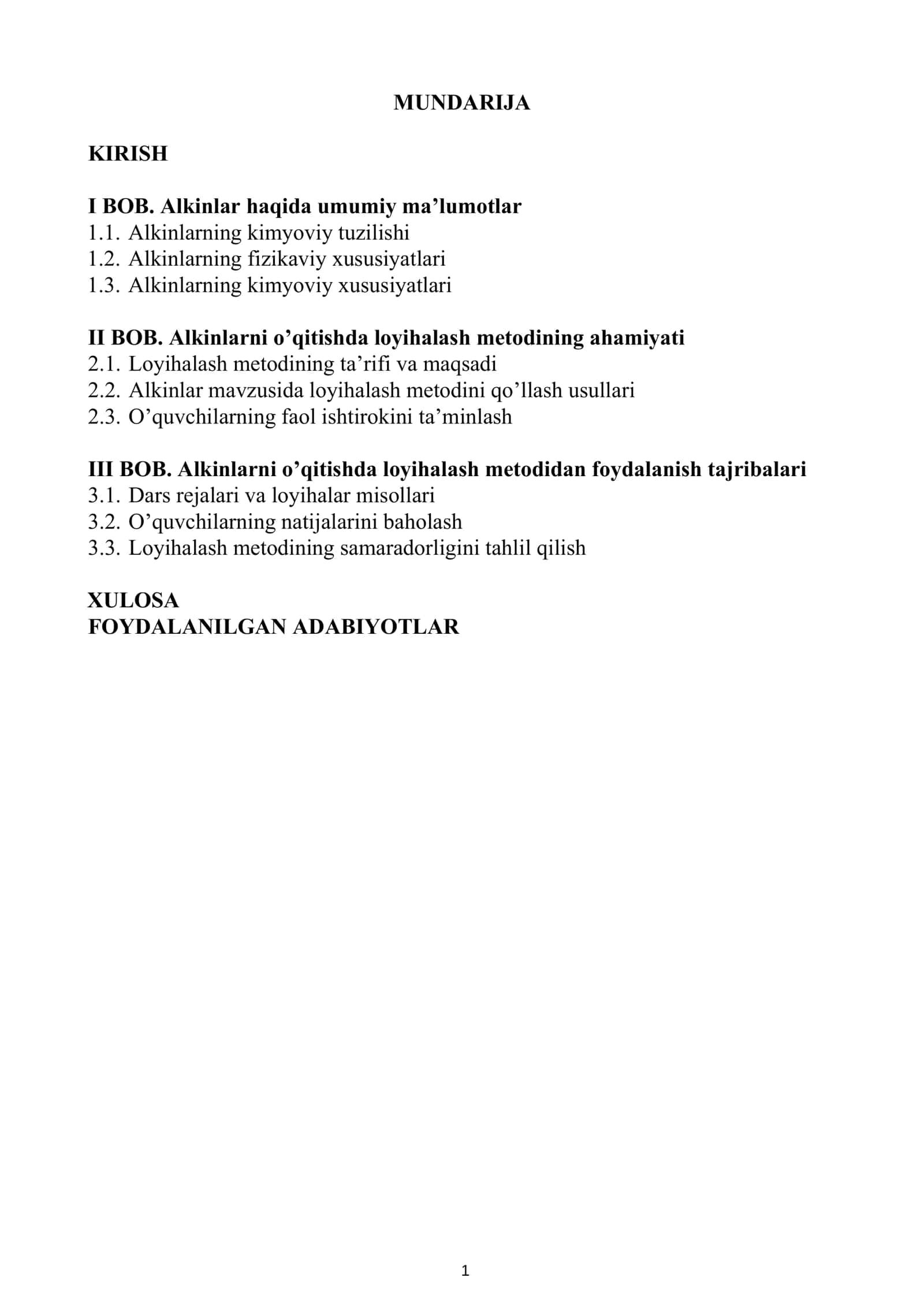 KIMYO OʻQITISH METODIKASI FANIDAN TAYYORLAGAN KURS ISHI 2
