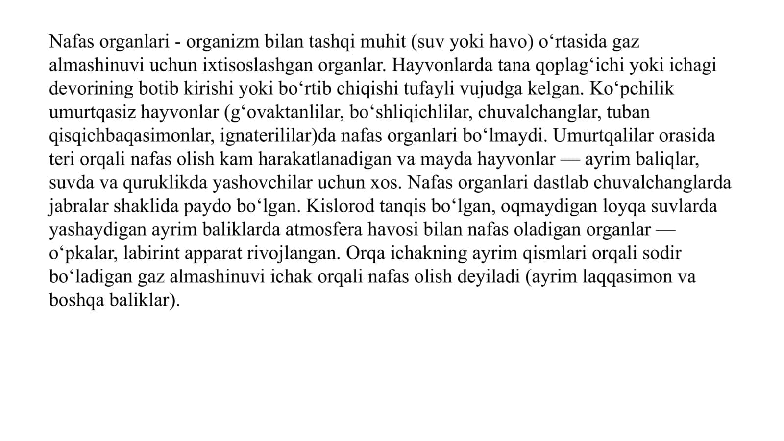 Nafas yo‘llariga kiruvchi a‘zolarni tuzilishi, joylashishi 2