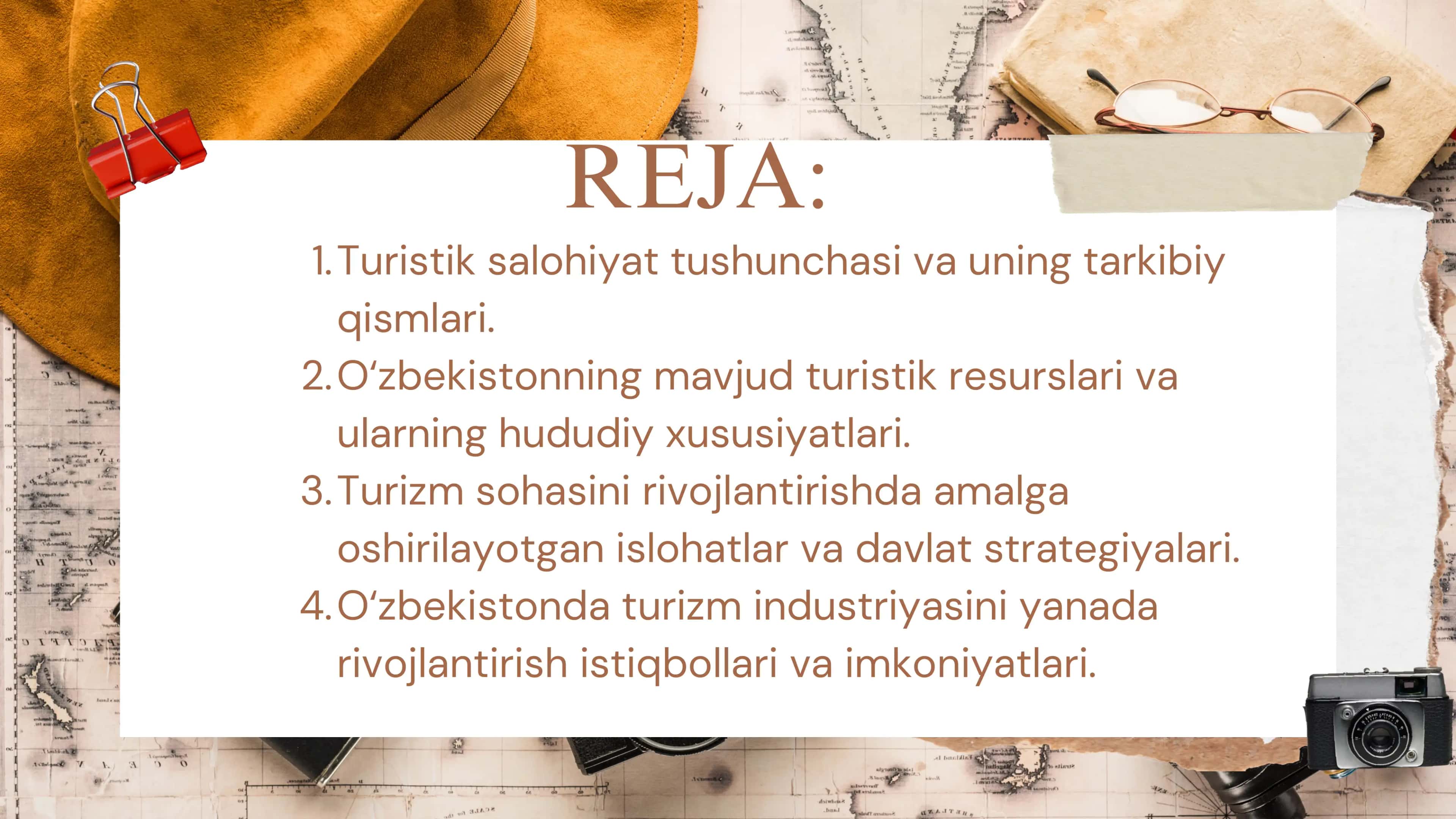 Oʻzbekistonning turistik salohiyati va rivojlantirish strategiyalari 2