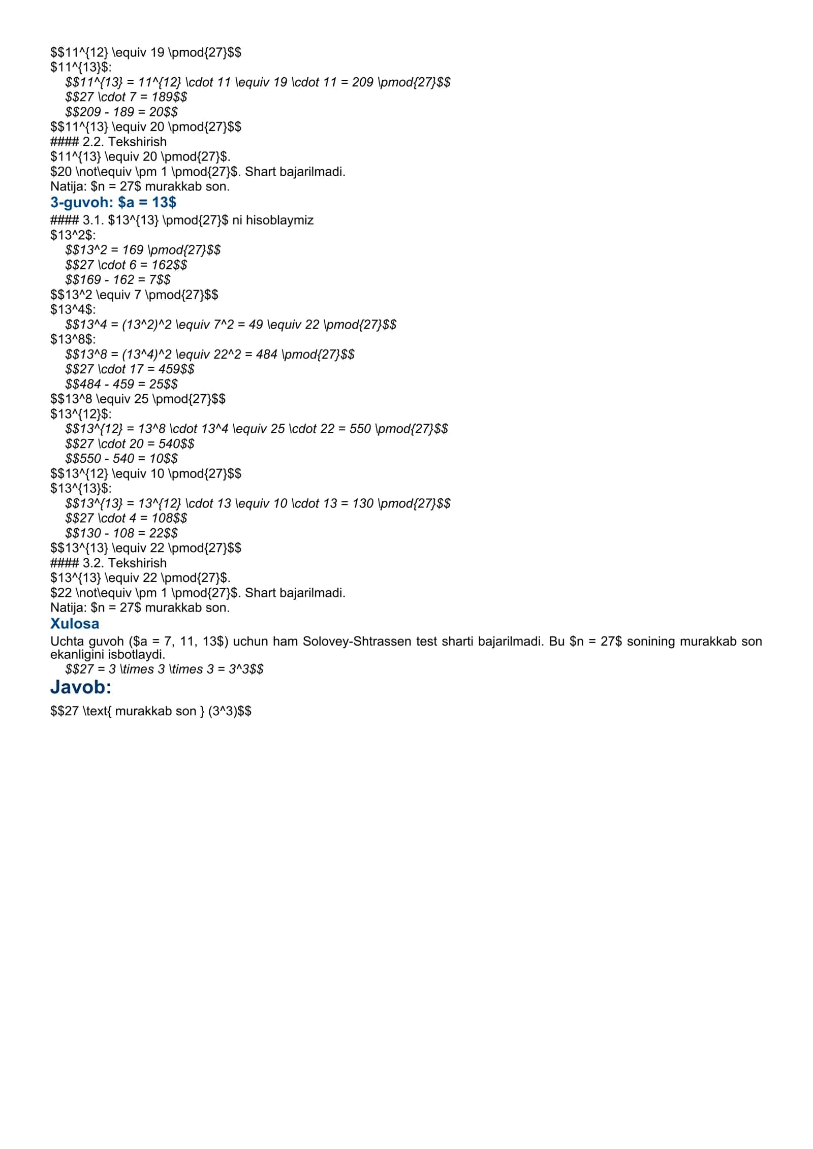 Solovey-Shtrassen testi 2