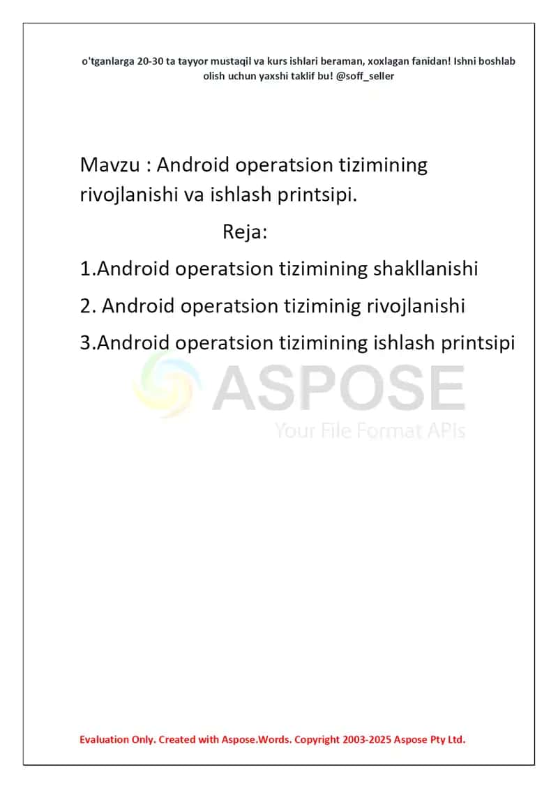 Android operatsion tizimining rivojlanishi va ishlash printsipi 2