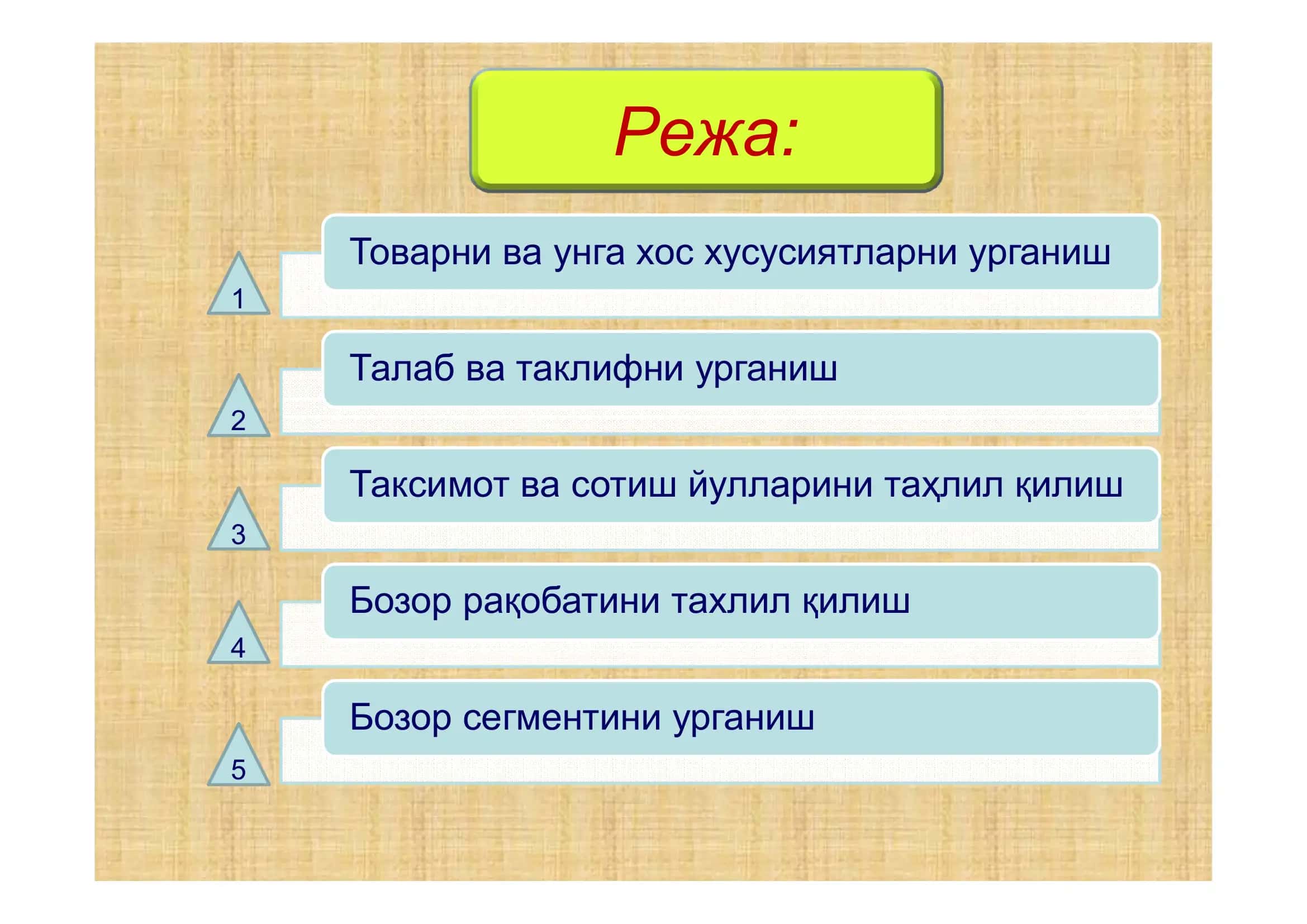 Бозор мажмуини урганиш ва уни такомиллаштириш имкониятлари 2