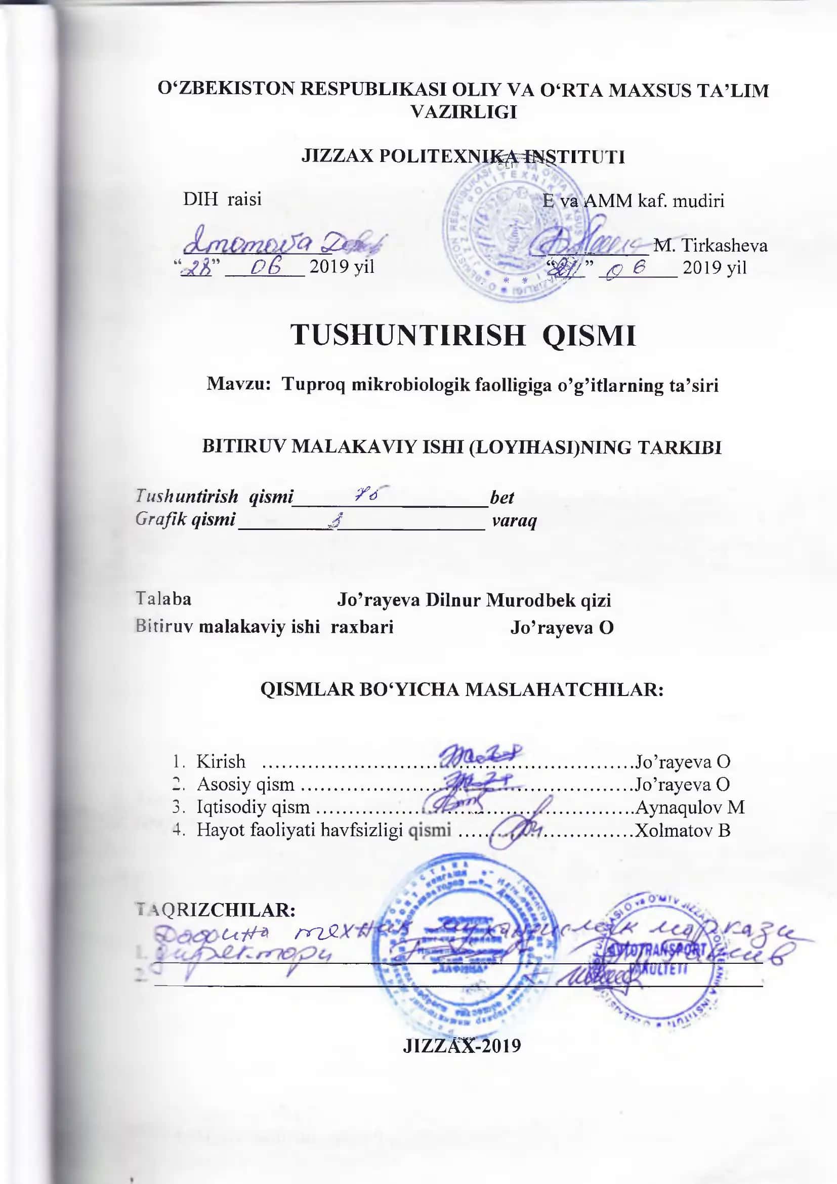 Tuproq mikrobiologik faolligiga o’g’itlarning ta’siri 2