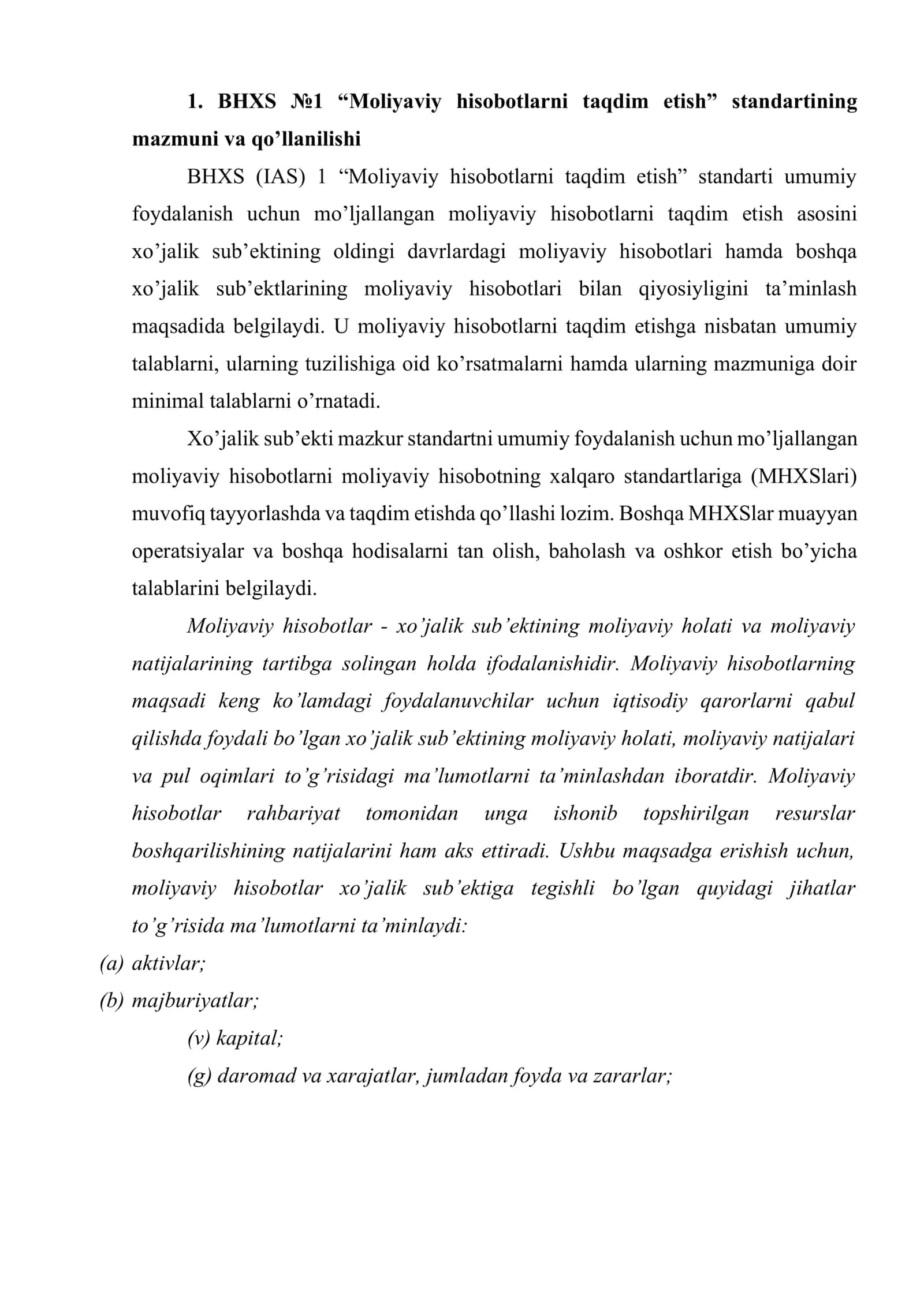 Moliyaviy hisobotning xalqaro standartlarida umumiy masalalar 2