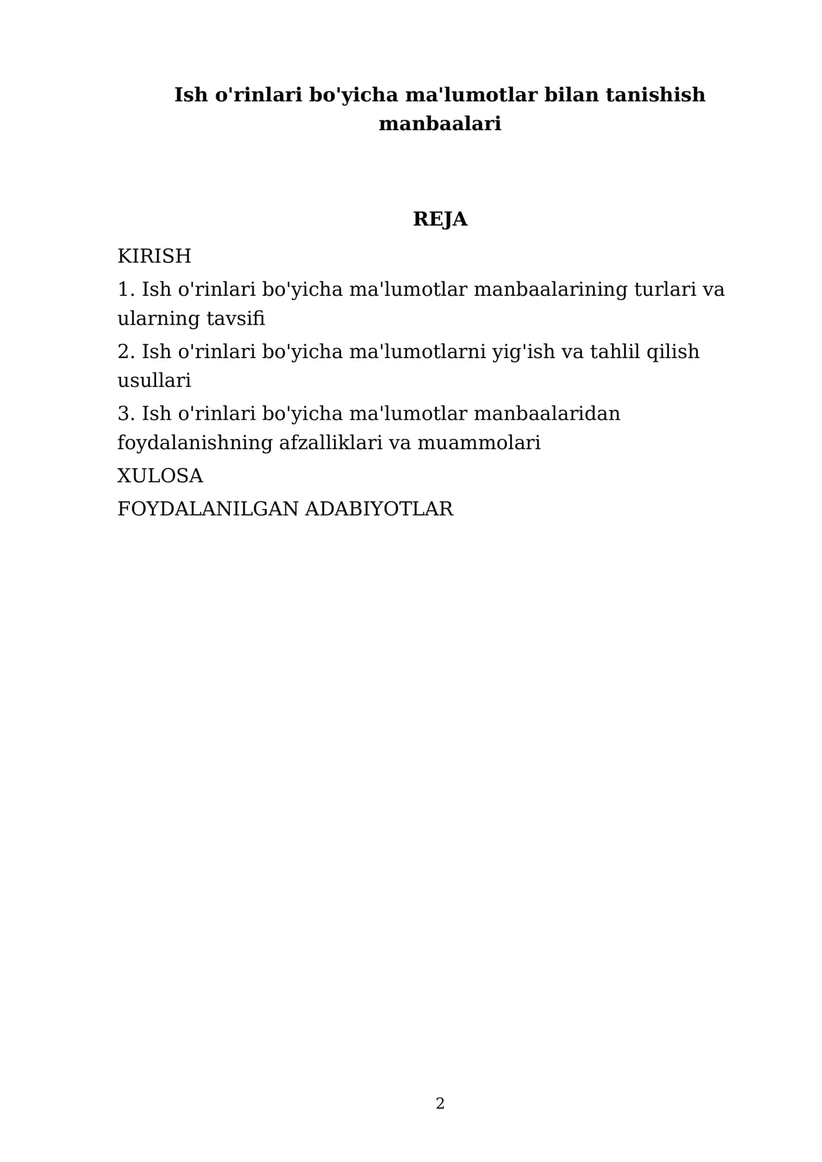 Ish o'rinlari bo'yicha ma'lumotlar bilan tanishish 2