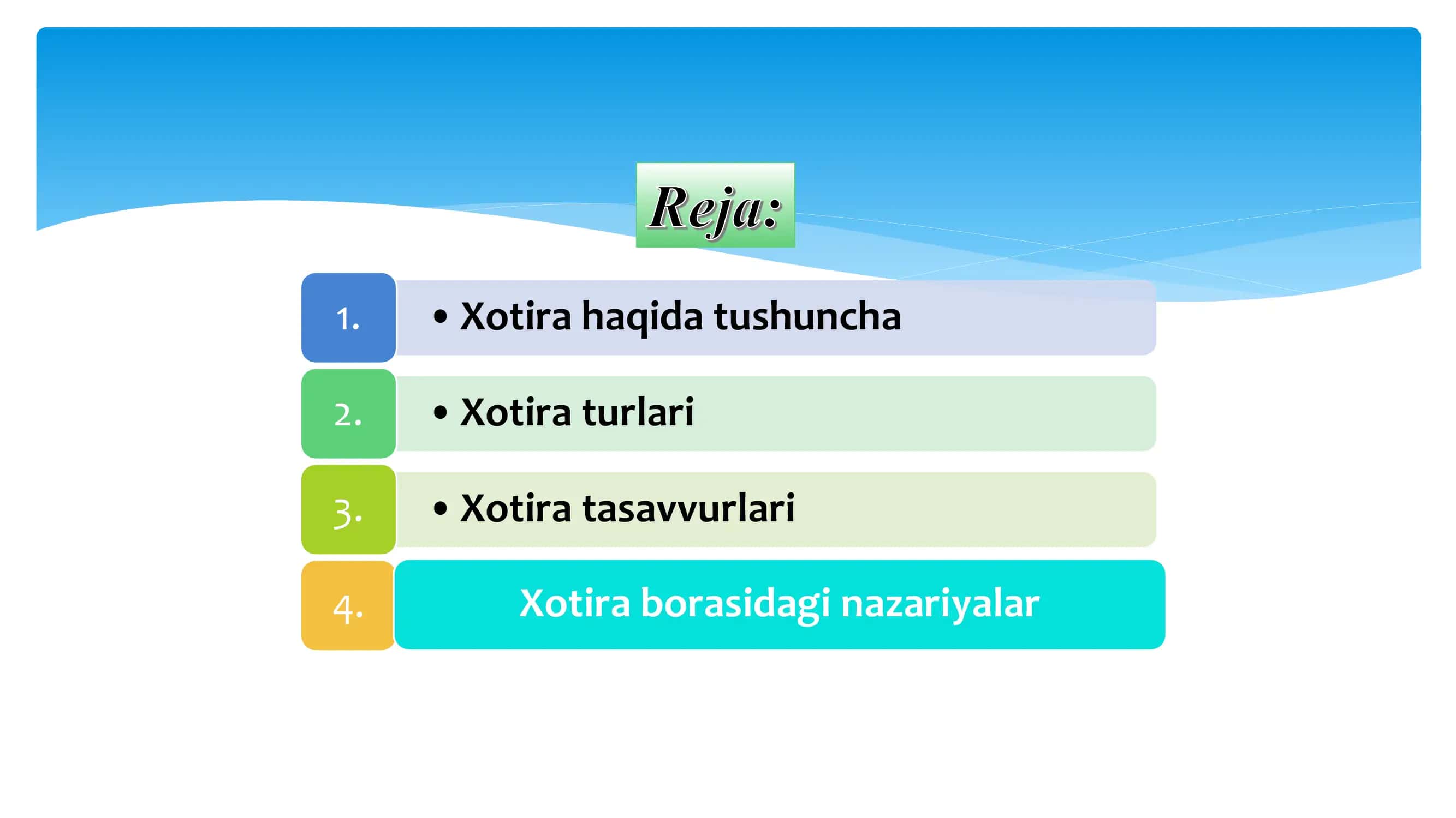 Xotira turlari va uning jarayonlari 2