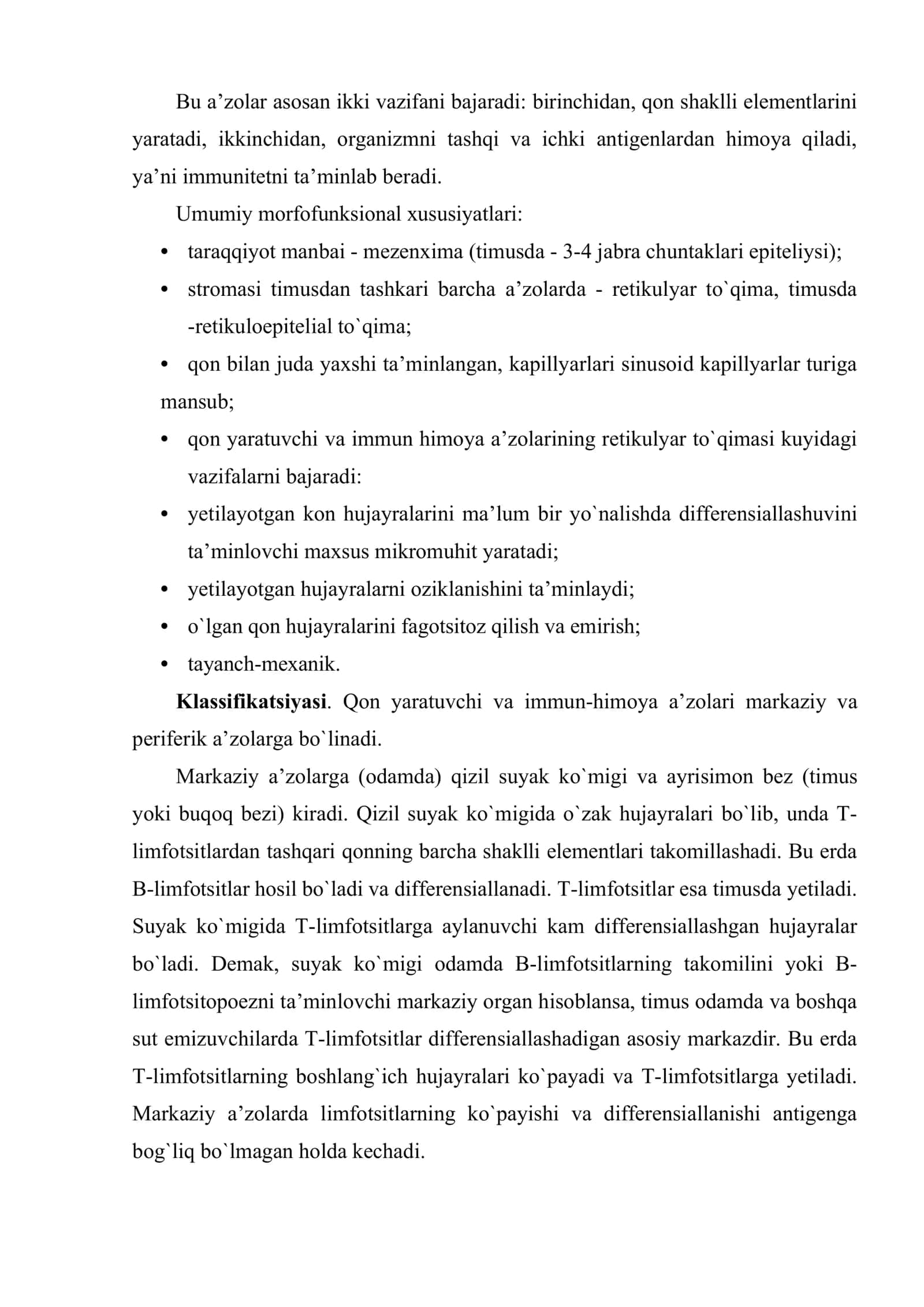 Qon yaratuvchi va immun-himoya a’zolari 2