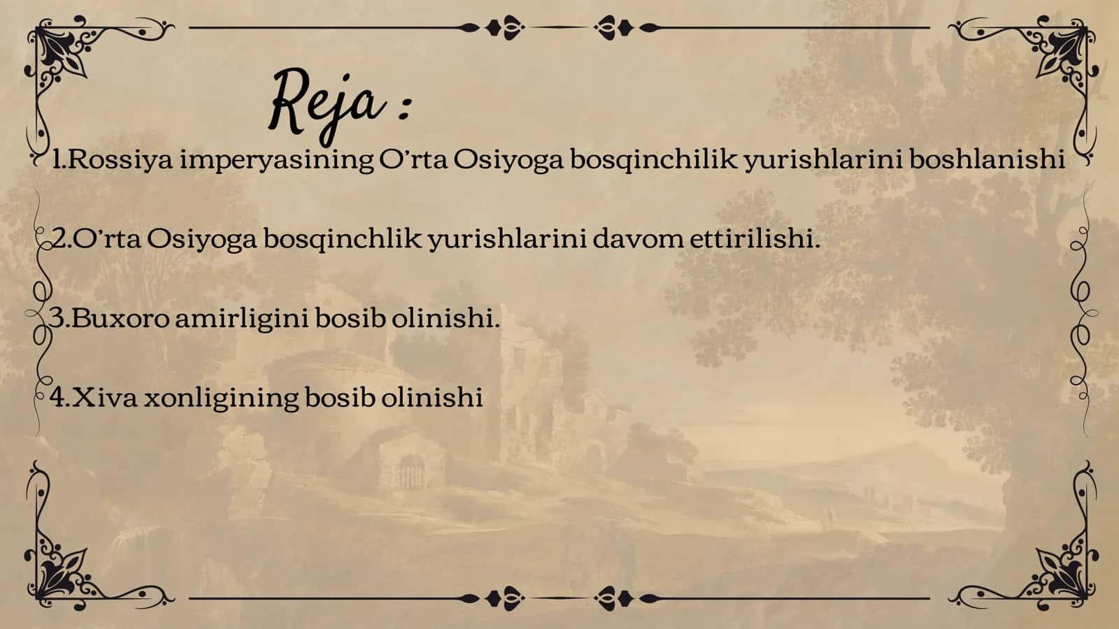 O’rta osiyoning rossiya emperyasi tomidan egallanishi 2