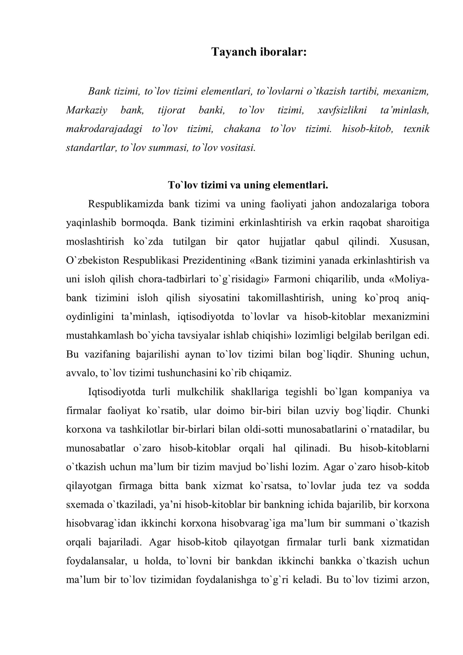 To`lov tizimi va uning strukturasi 2