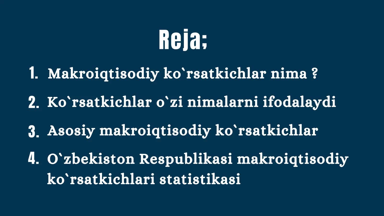 MAKROIQTISODIY KO'RSATKICHLAR STATISTIKASI 2