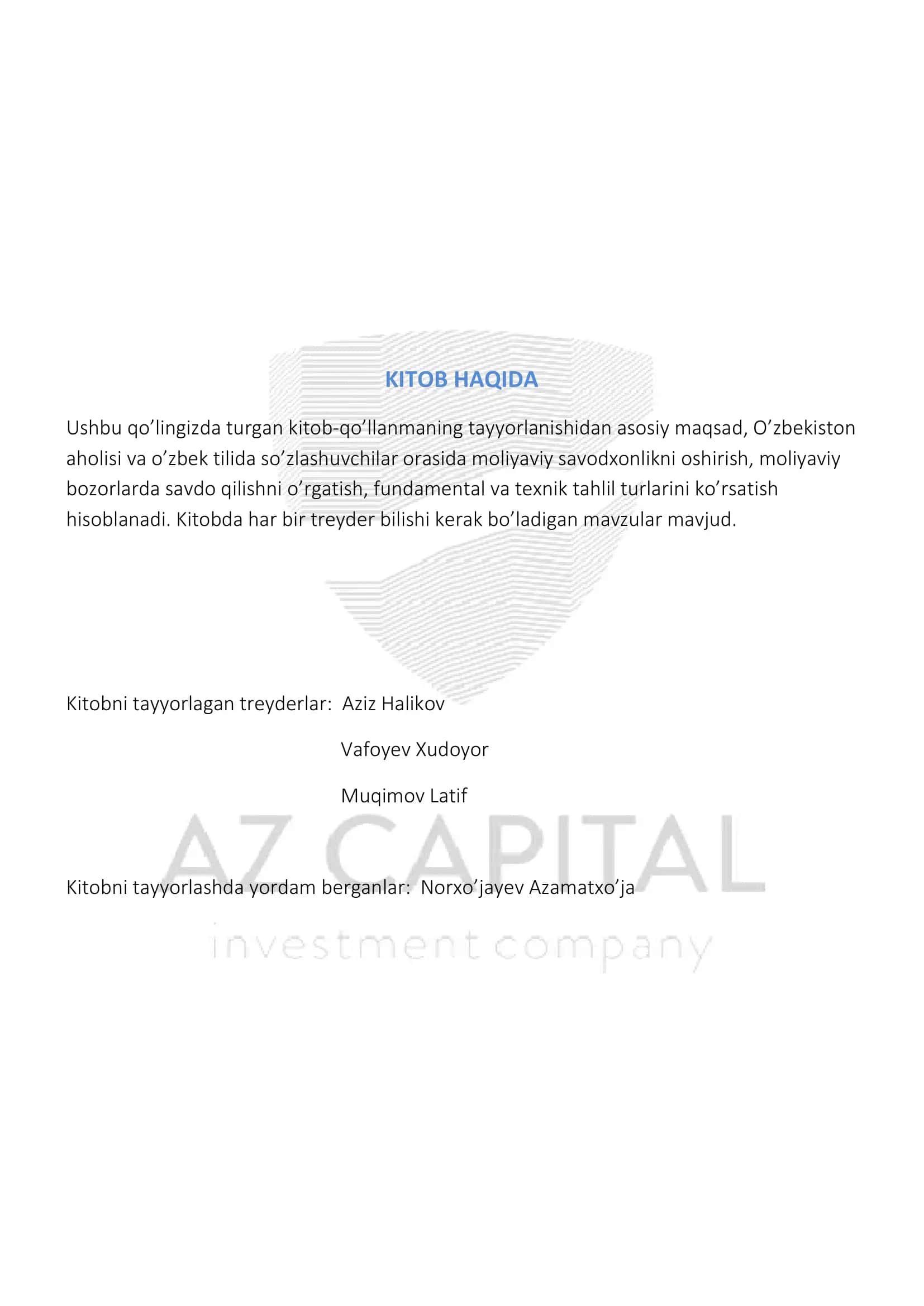 JAHON MOLIYA BOZORLARIDA SAVDO VA TEXNIK TAHLIL QILISH QO’LLANMASI 2