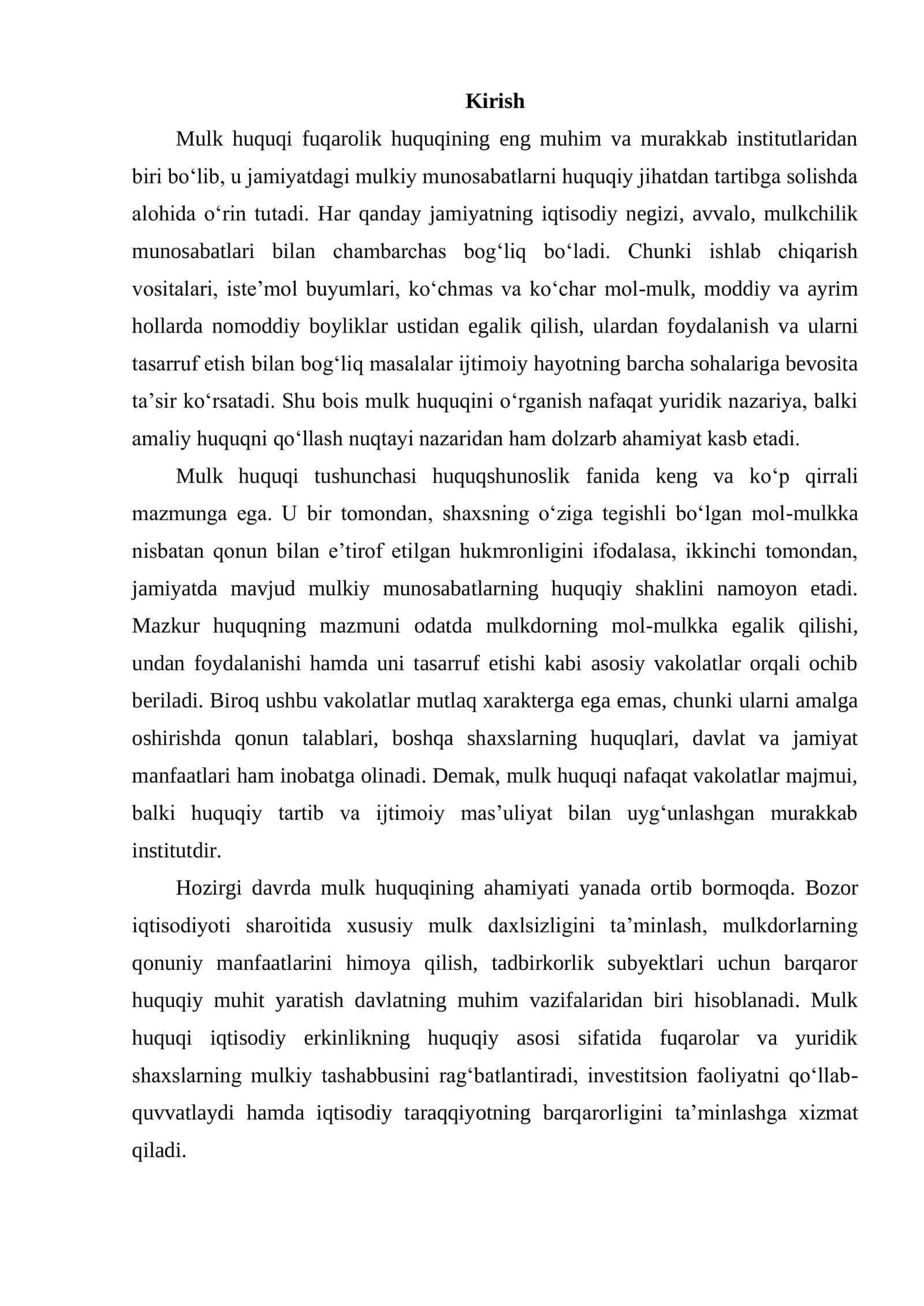 MULK HUQUQI TUSHUNCHASI VA TAMOYILLARI 2