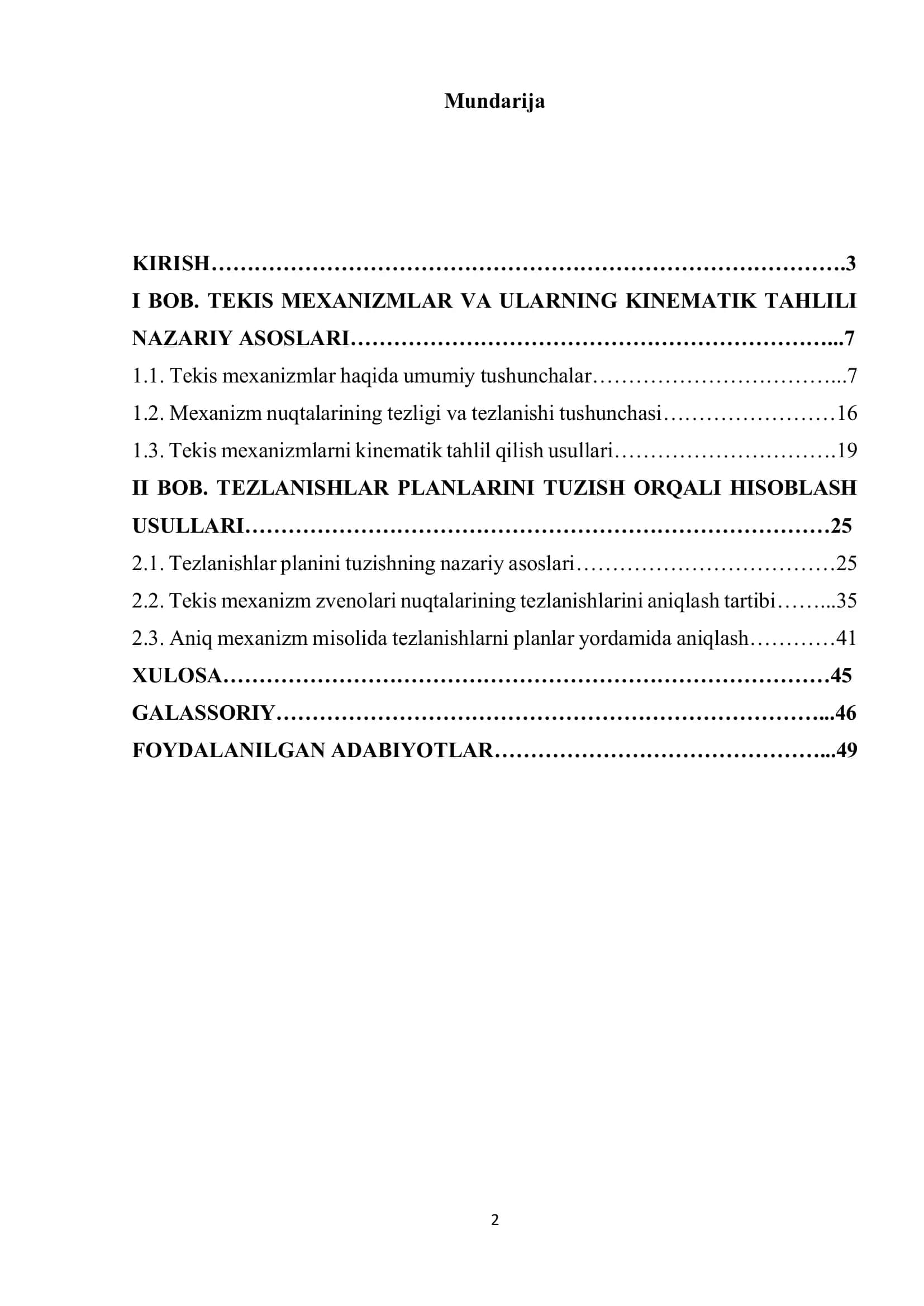 Tekis mexanizmlar zvenolari nuqtalarining tezlanishlarini planlar tuzish yo'li yordamida aniqlash 2
