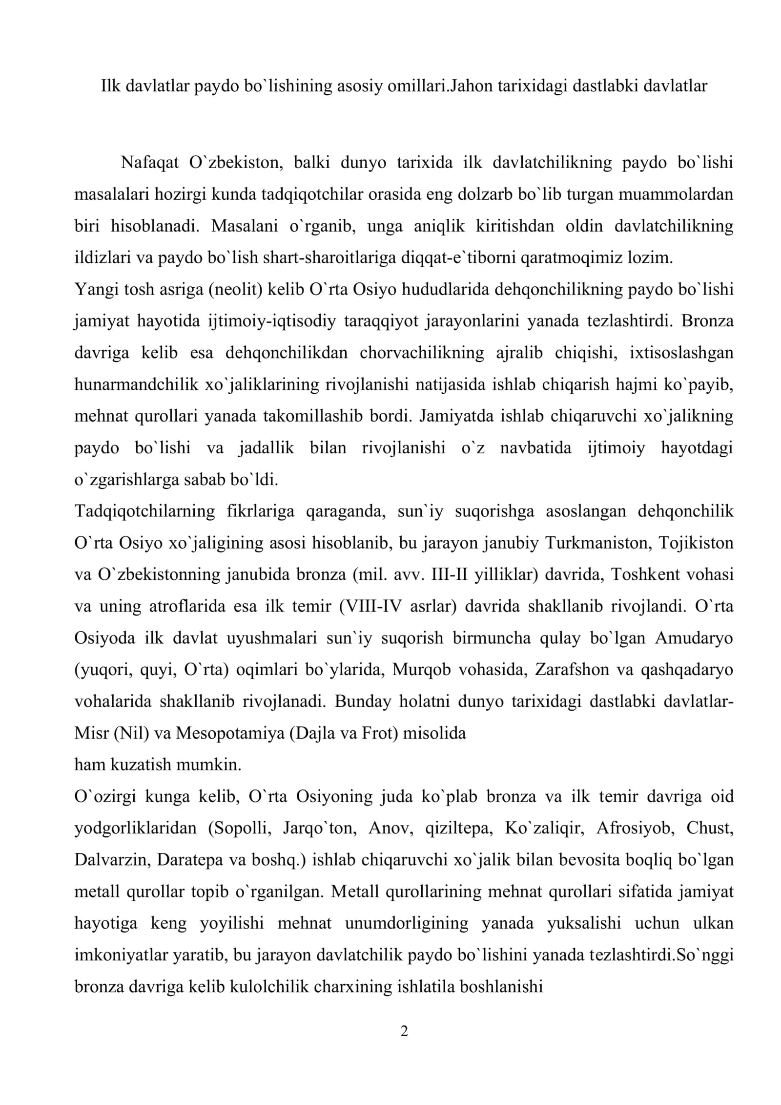 Antik davr davlatlari. Buyuk Ipak yo`li, shakllanishi, rivojlanish bosqichlari 2