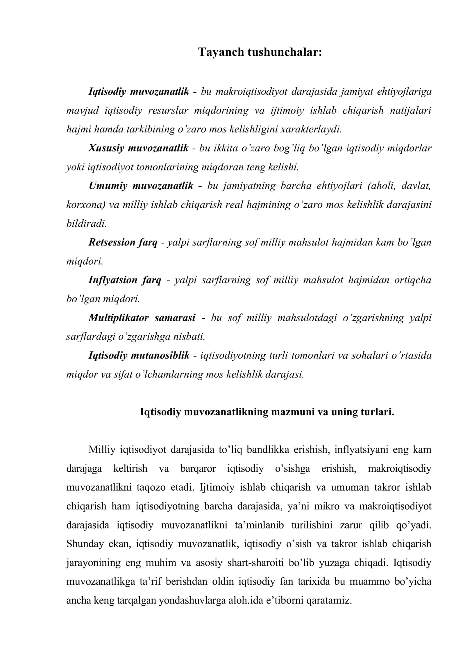 Makroiqtisodiy nisbatlar va muvozanatlik 2