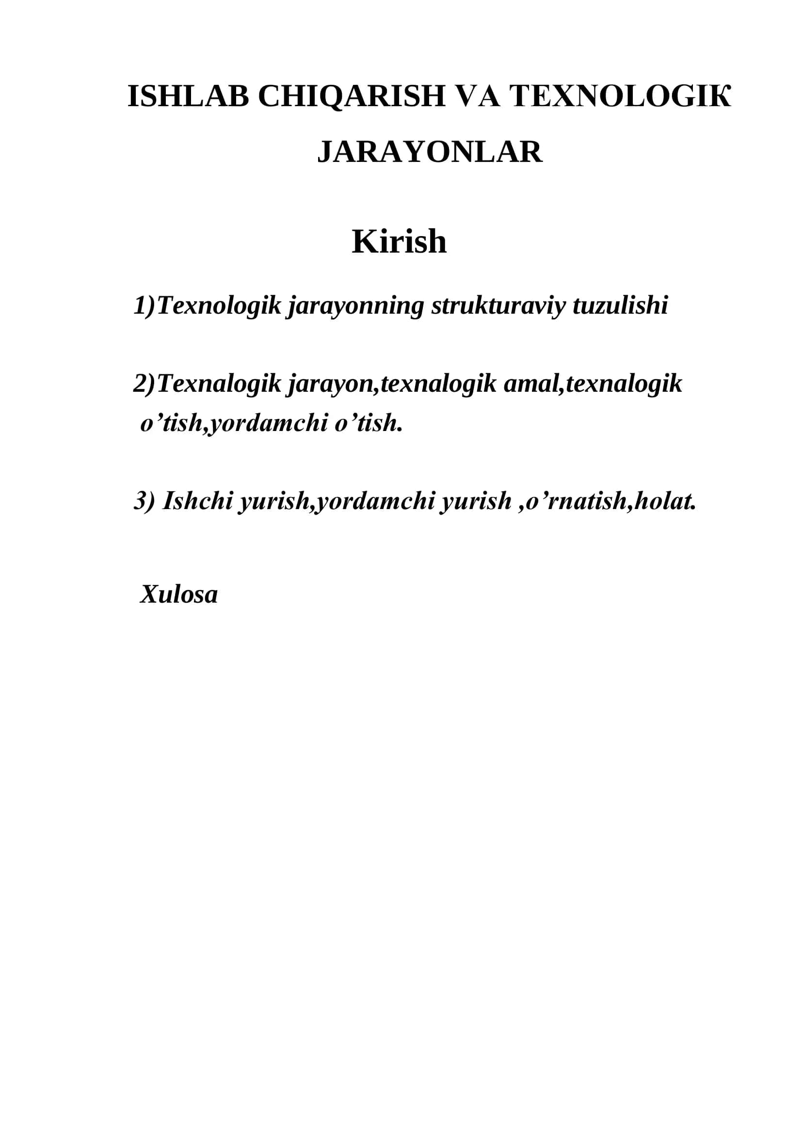 Ishlab chiqarish va texnologik jarayonlar 2