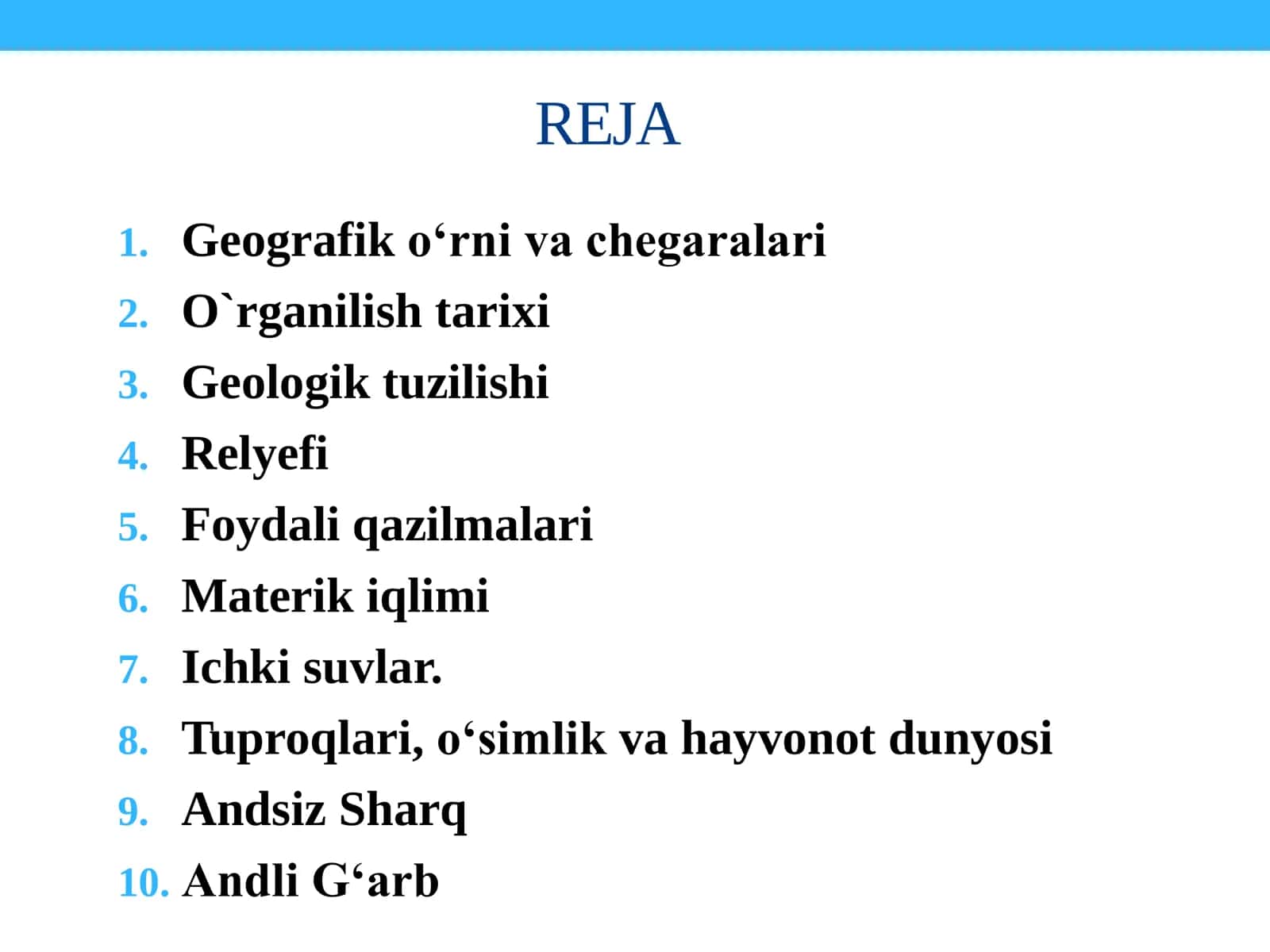 JANUBIY AMERIKANING GEOGRAFIK O‘RNI, GEOLOGIK TUZILISHI, RELYEFI, FOYDALI QAZILMALARI, IQLIMI VA ICHKI SUVLARI, TUPROQLARI, ORGANIK DUNYOSI, TABIIY GEOGRAFIK RAYONLARI 2