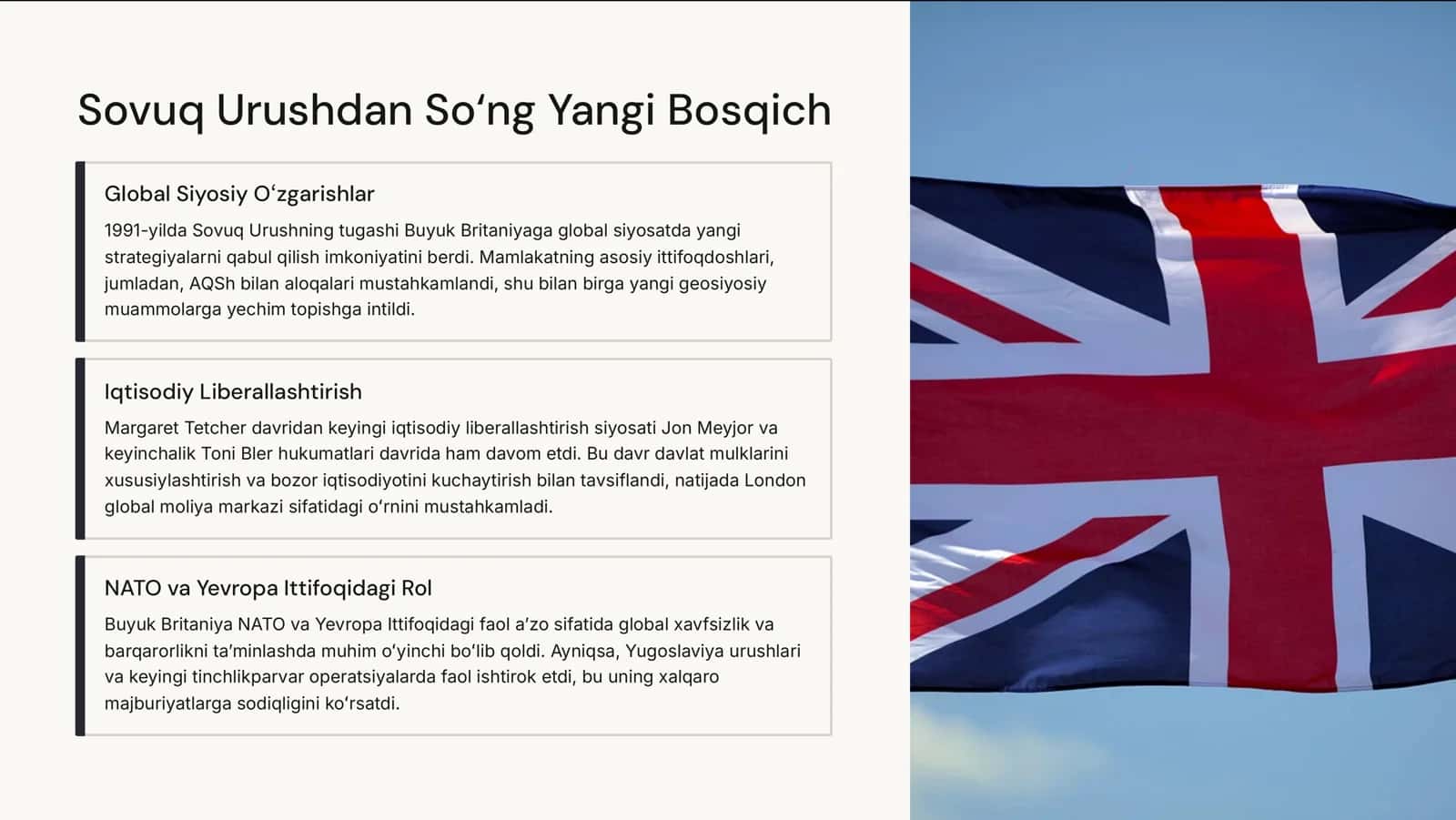 Buyuk Britaniya: Jahon Taraqqiyotidagi O‘zgarishlar 2