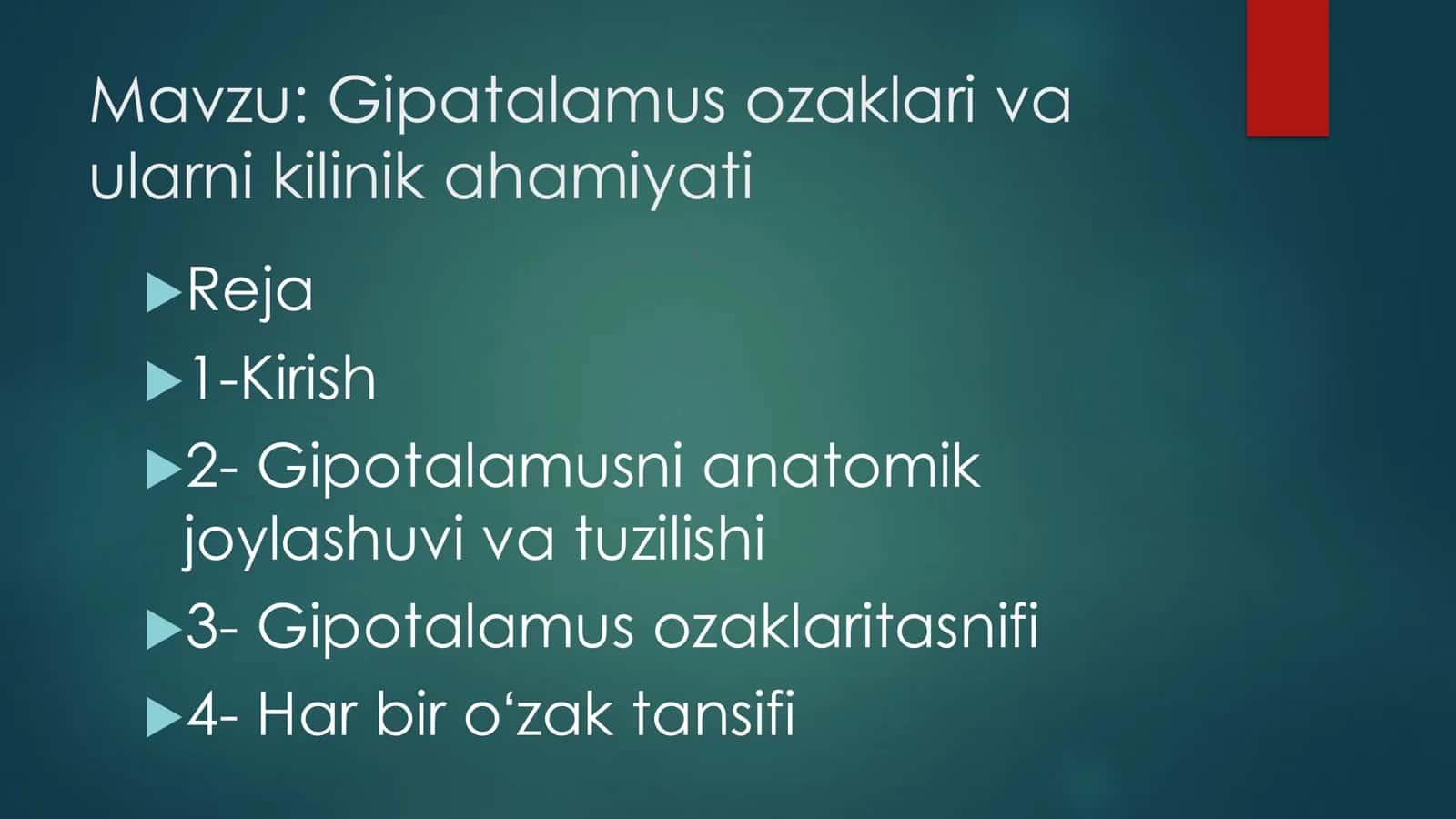 Gipatalamus ozaklari va ularni kilinik ahamiyati 2