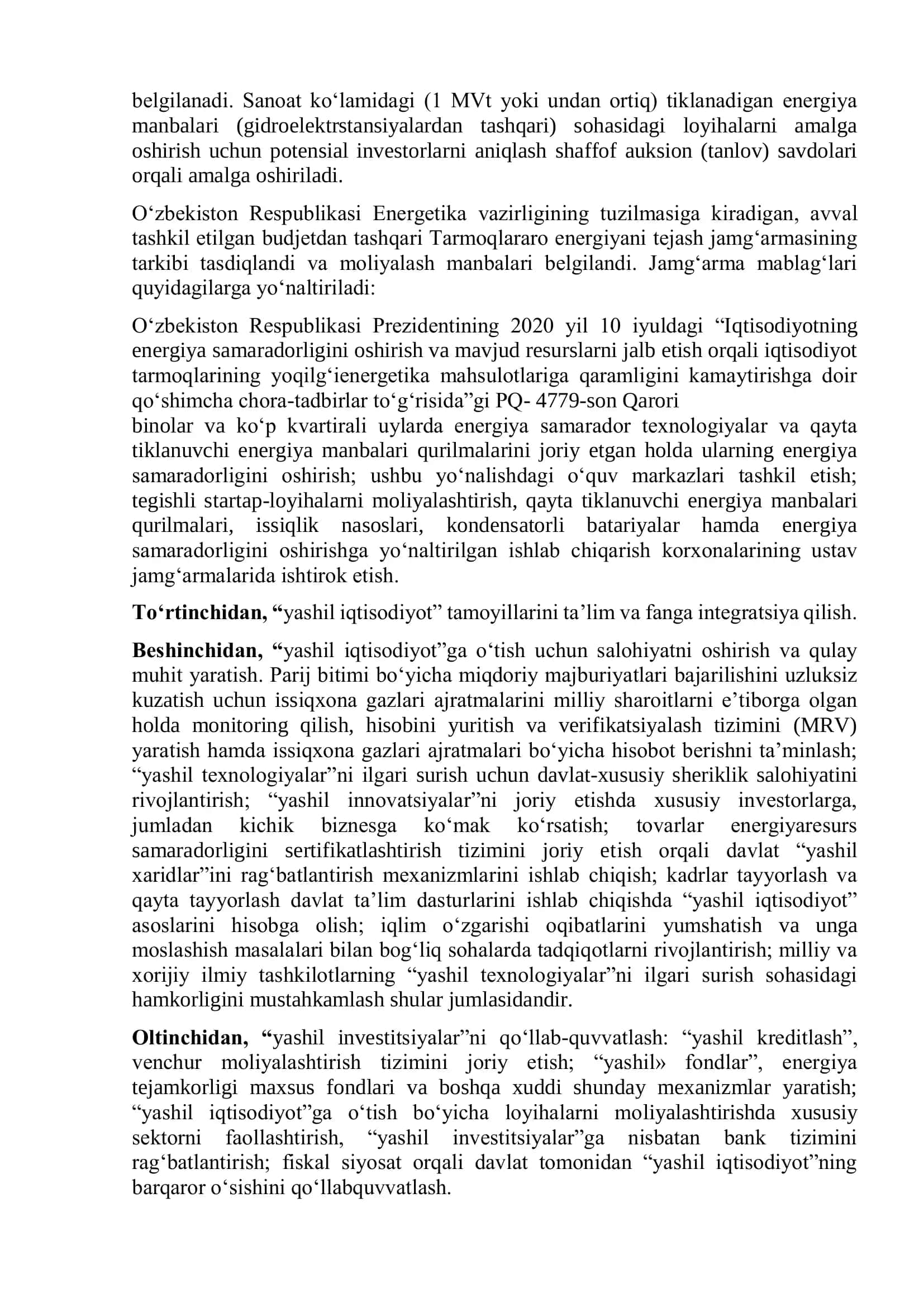 Yashil iqtisodiyotni rivojlantirishning moliyaviy va nomoliyaviy mexanizmlari 2
