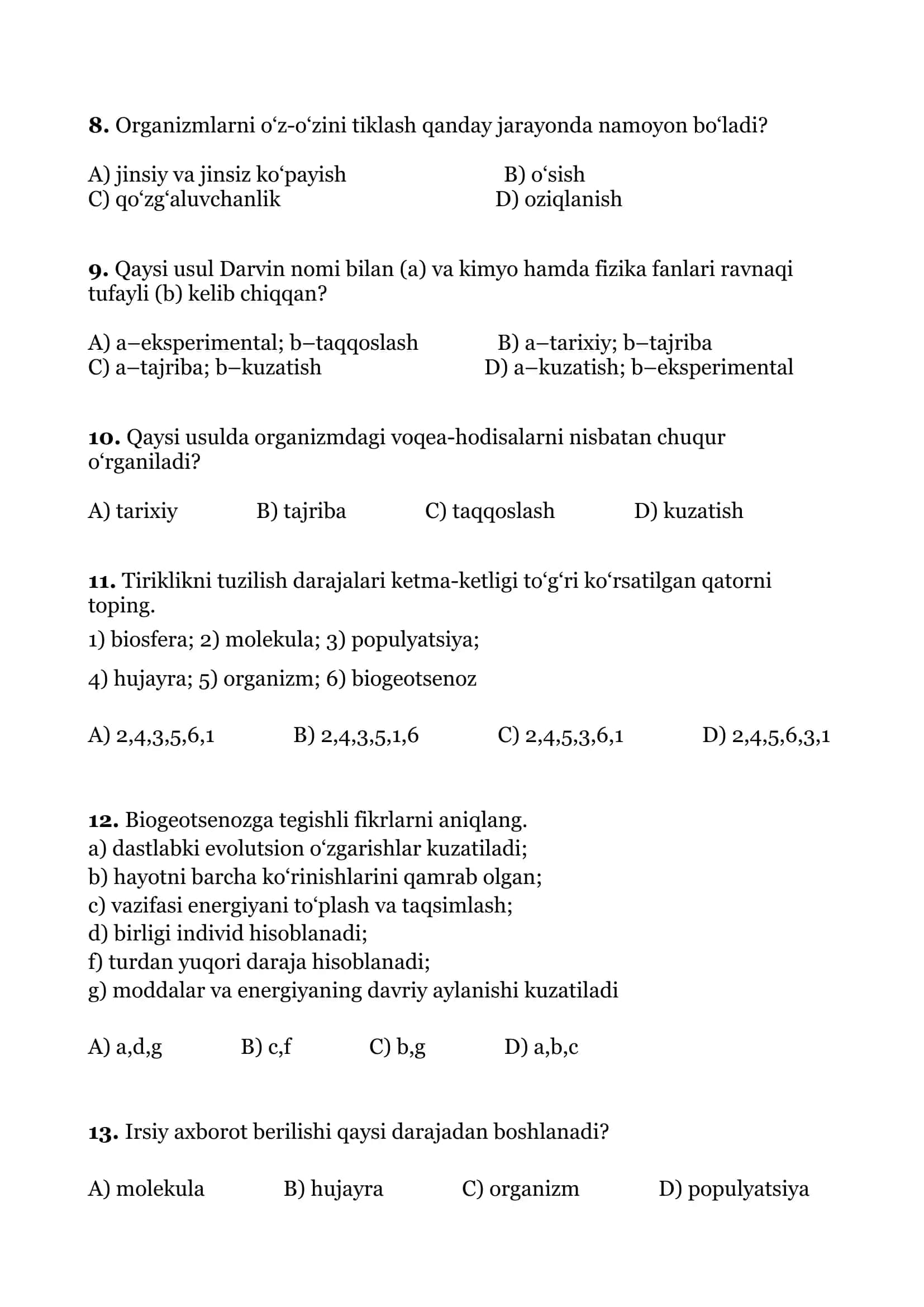Sitologiya test 2