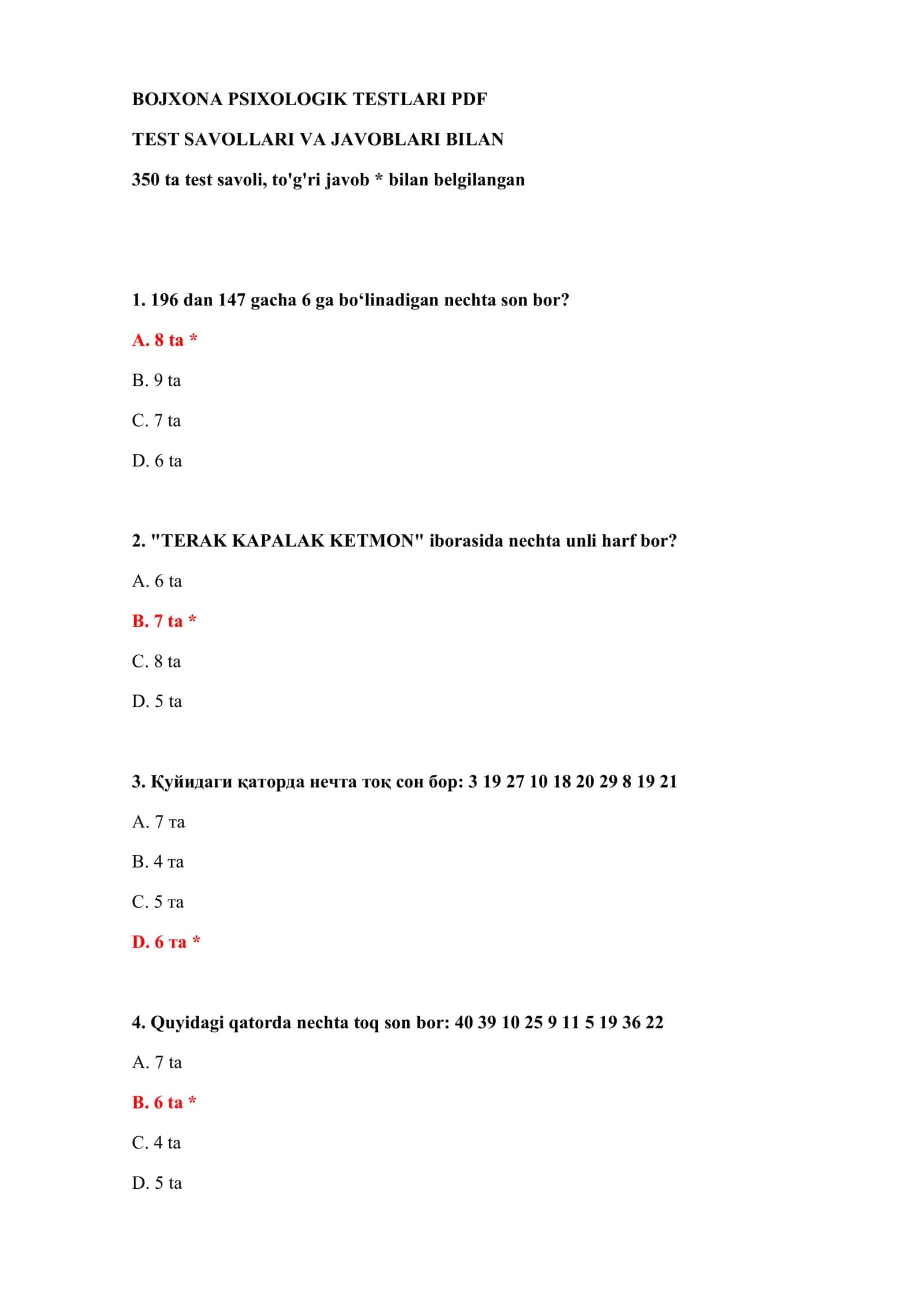 BOJXONA PSIXOLOGIK TESTLARI PDF 2