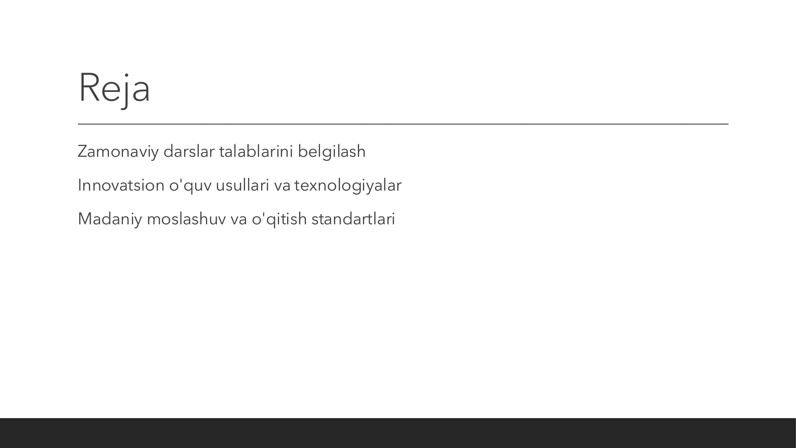 Zamonaviy darslar talablarini belgilash 2