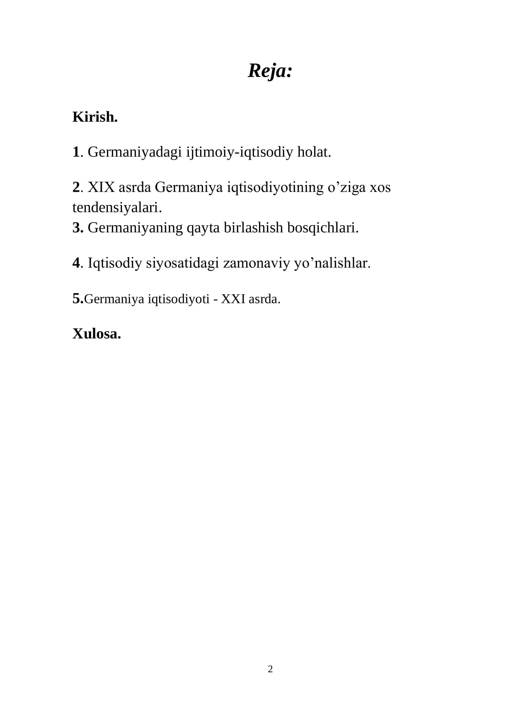 "Jahon iqtisodiyoti va xalqaro iqtisodiy munosabatlar" KURS ISHI 2