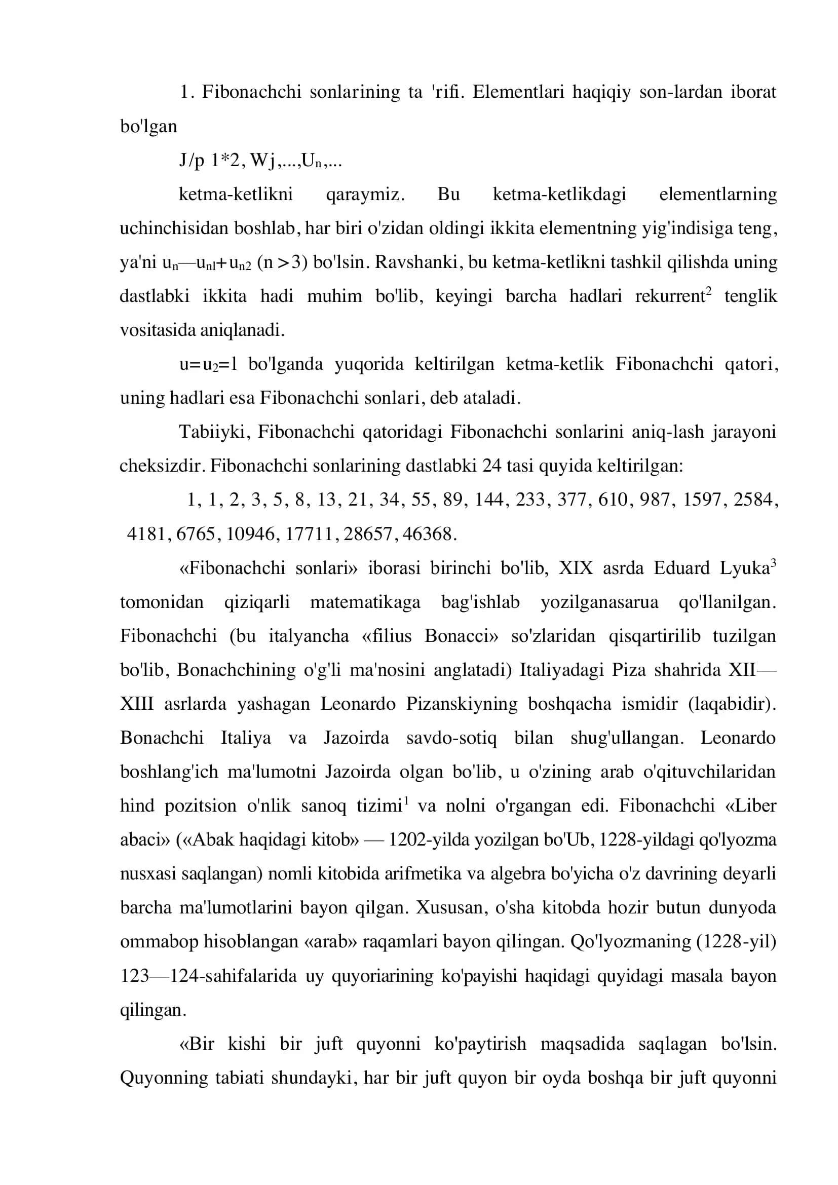 Fibonachchi sonlari 2